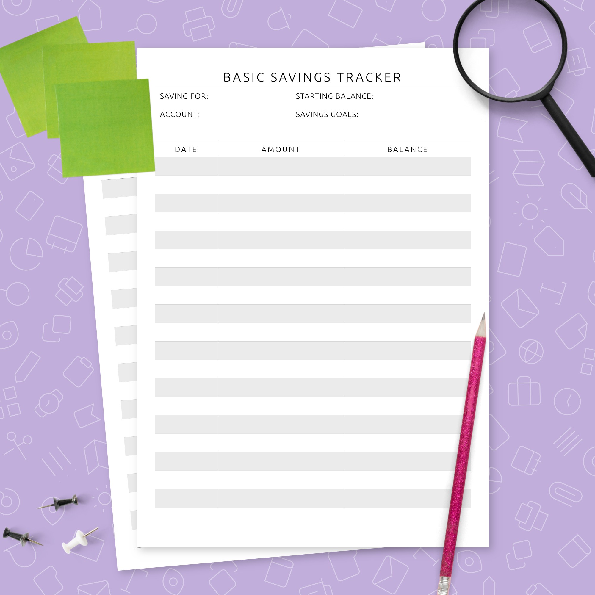 Basic Savings Tracker Template Template - Printable PDF