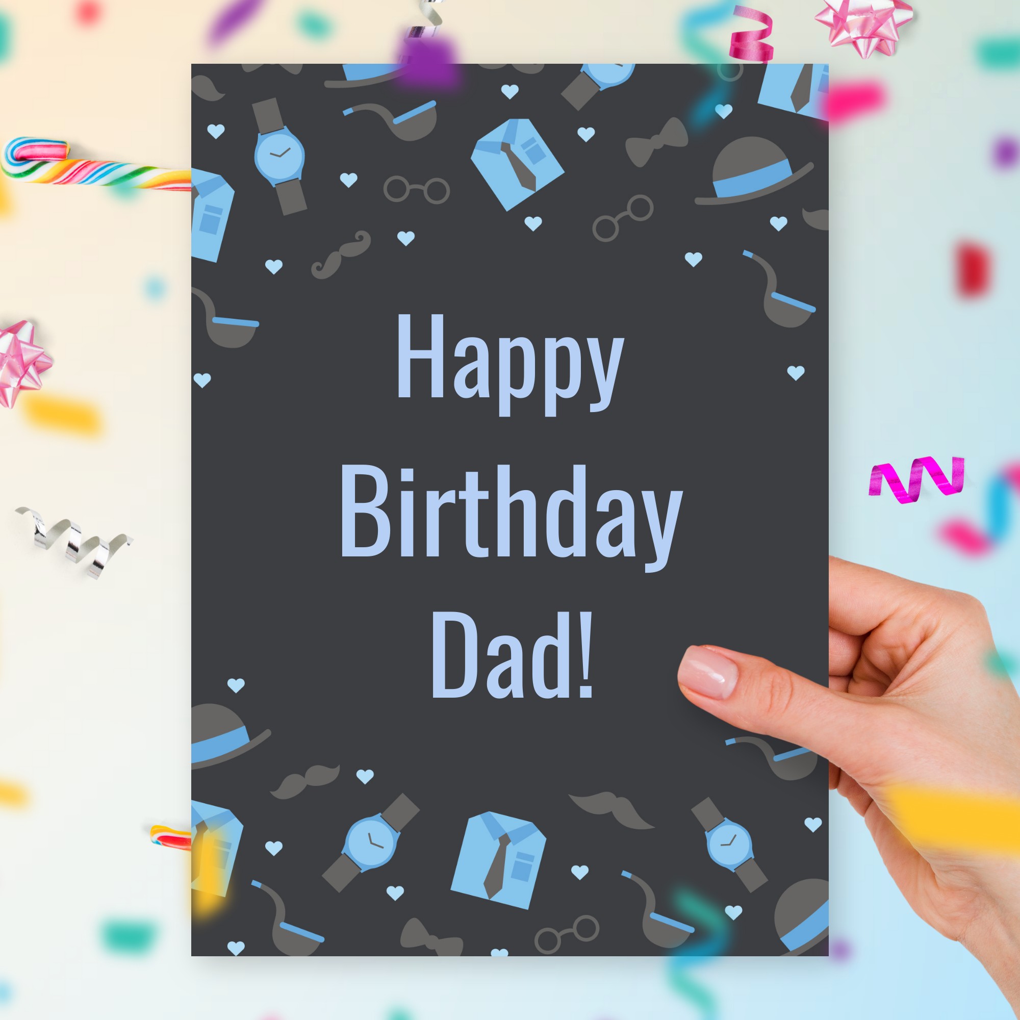 Birthday Card for the Greatest Dad Template Editable Online