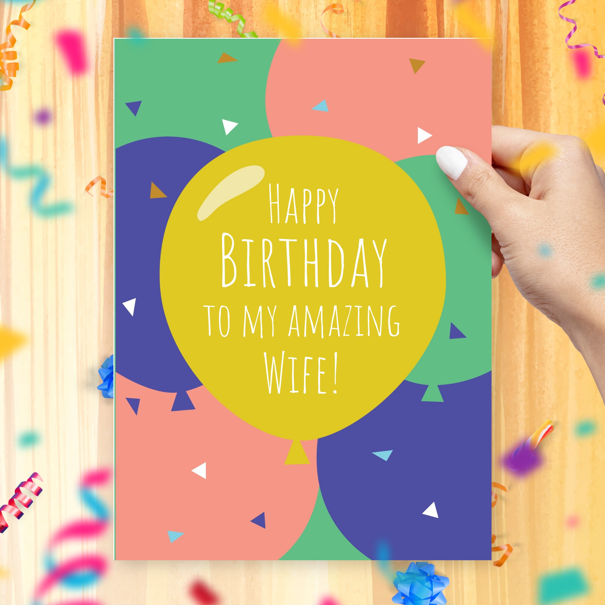 Birthday Card For Wife Handmade Style Template Editable Online