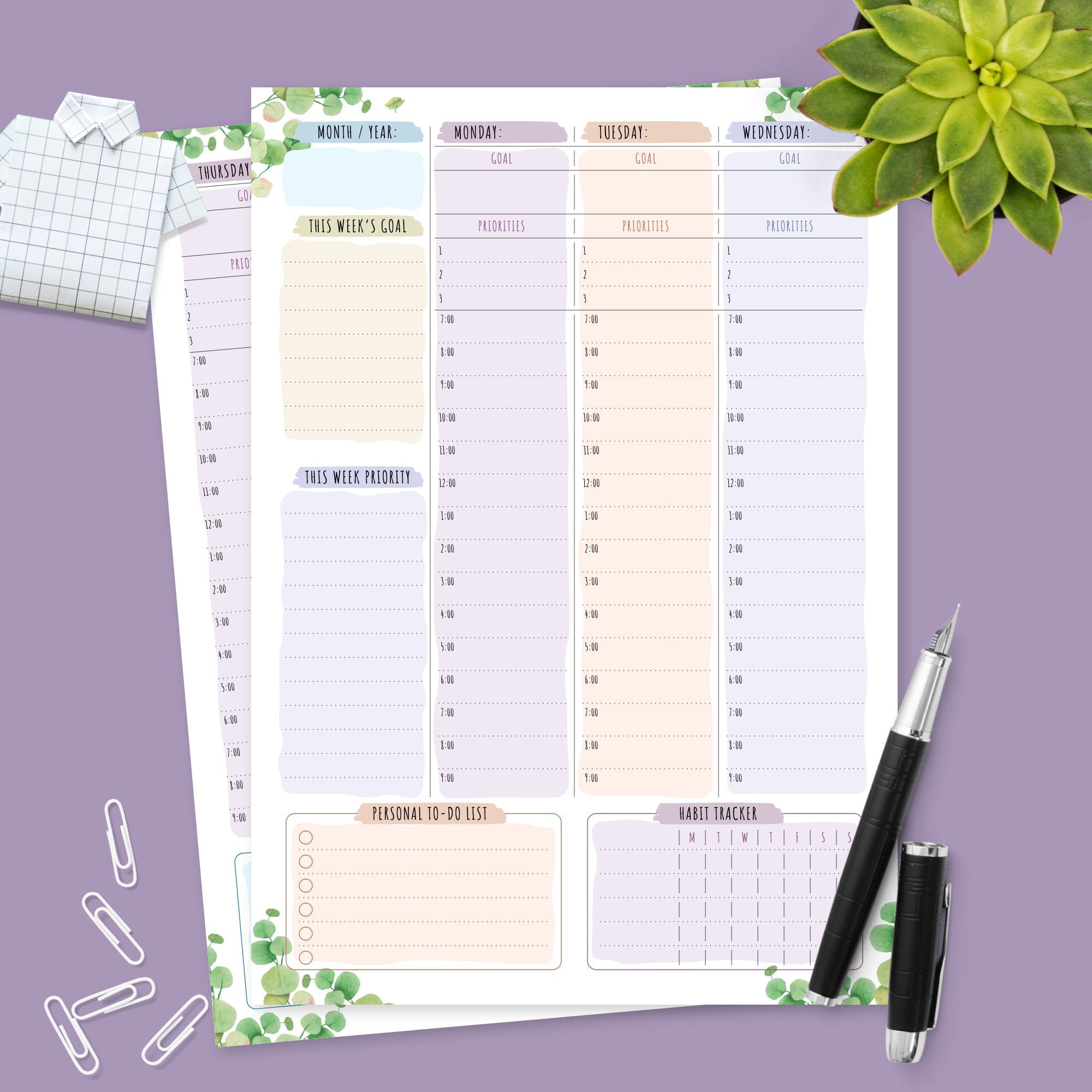 Weekly Hourly Planner Printables By Hannah Sams Tpt Hourly Weekly 