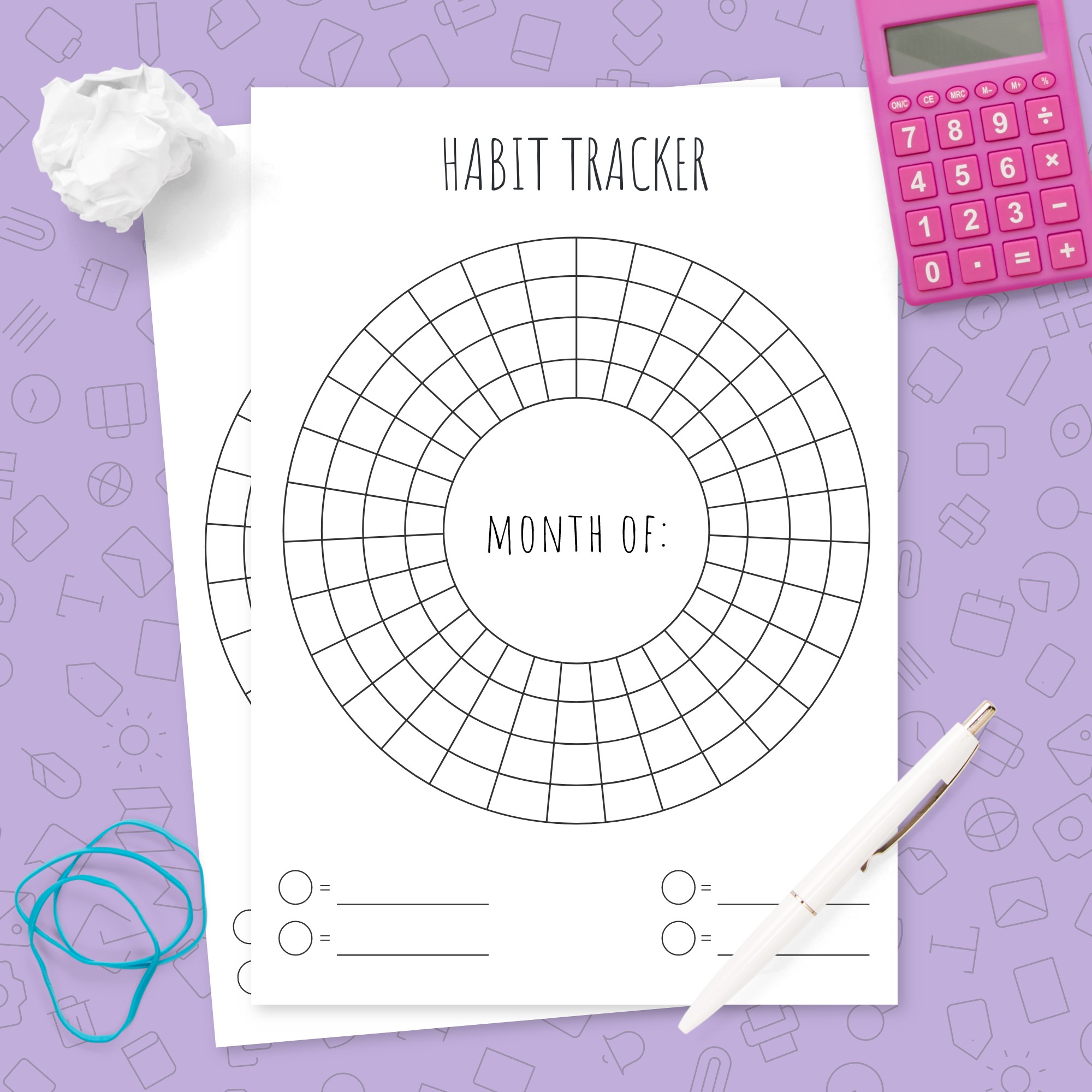 Circular Monthly Habit Tracker Template Template Printable PDF