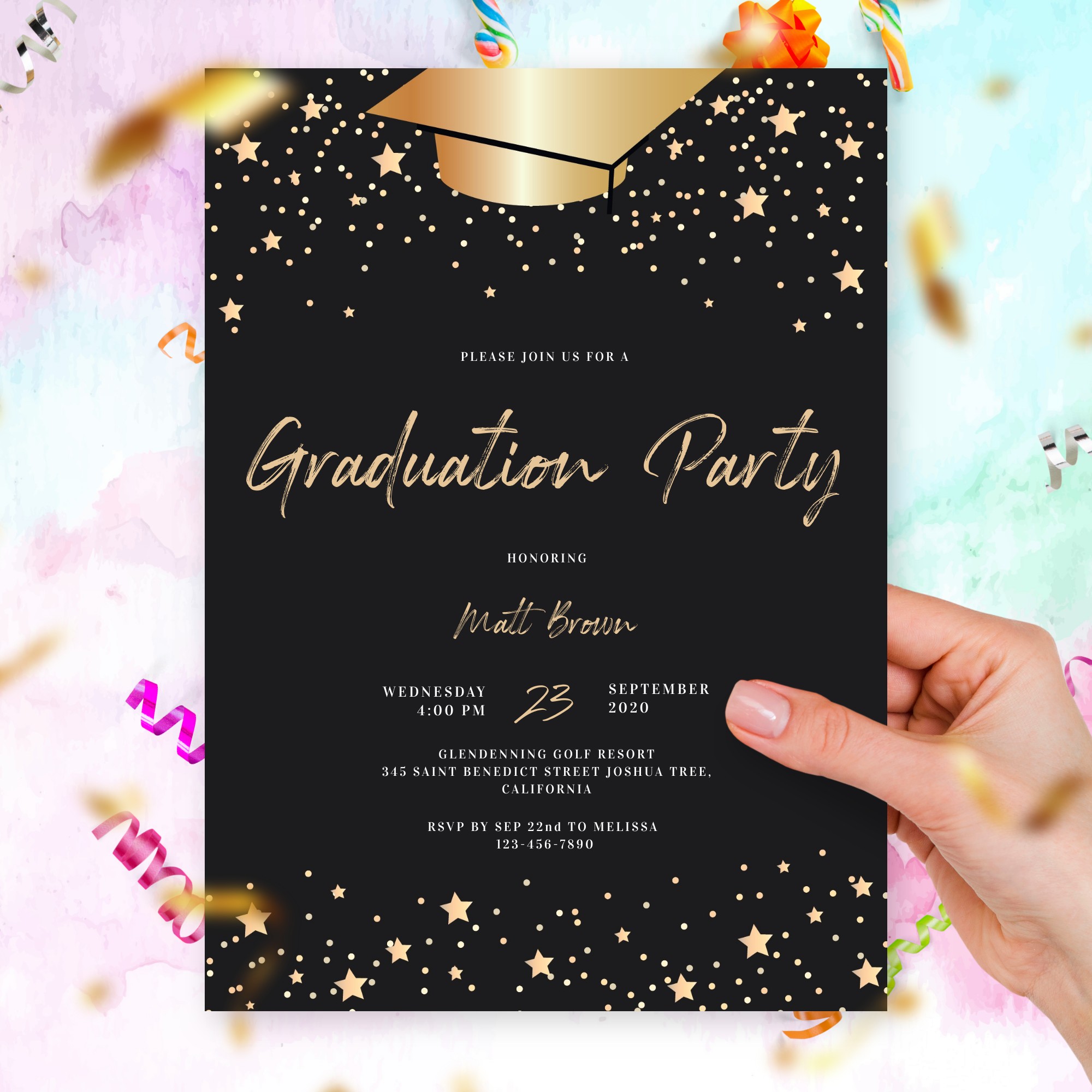Cool stars graduation party invitation template online maker