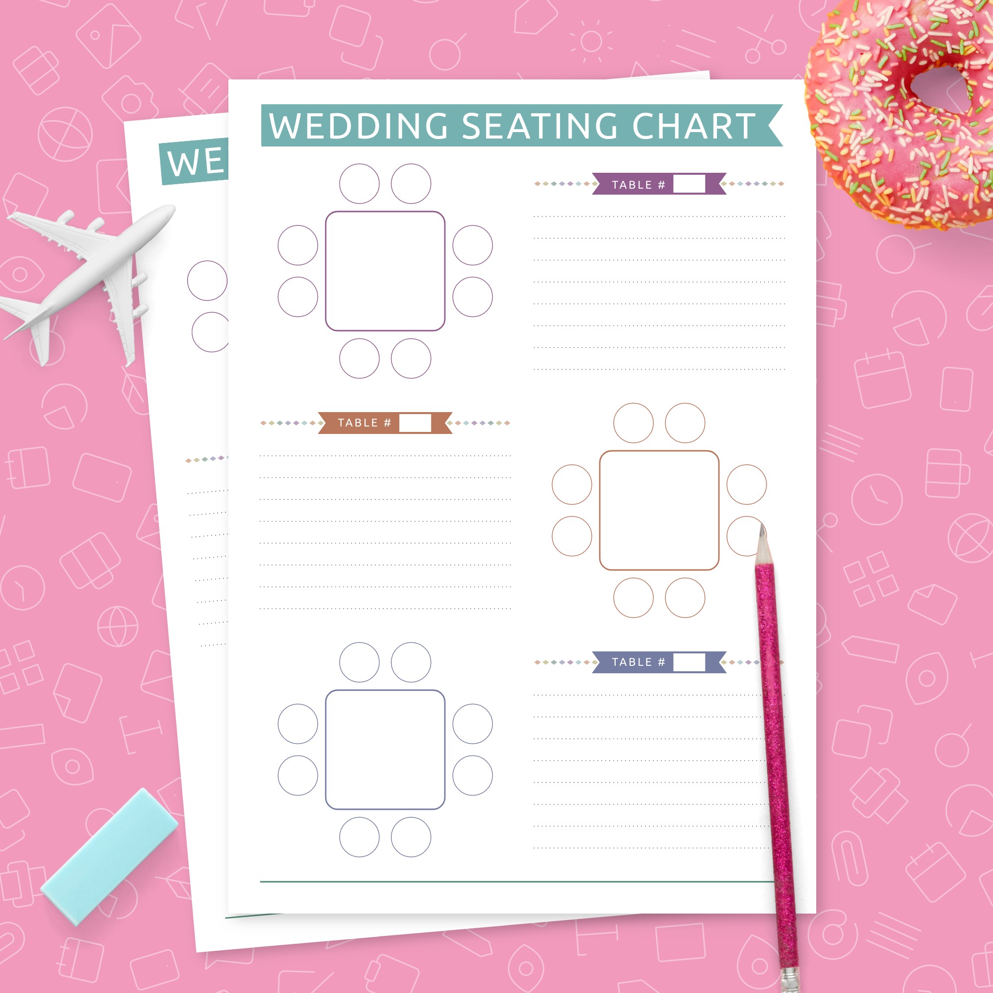 Colorful Wedding Seating Chart Template Template - Printable PDF