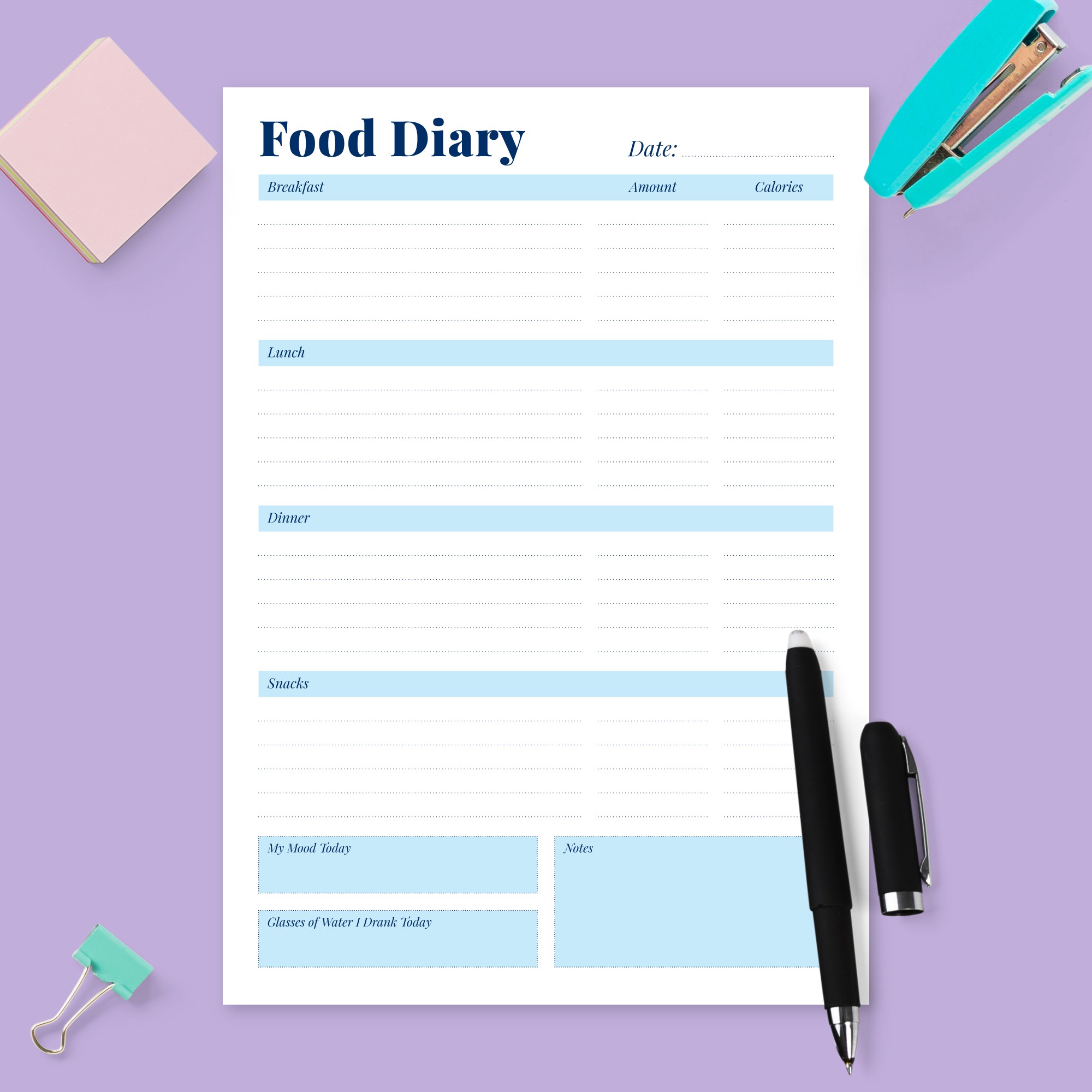free food diary and calorie tracker