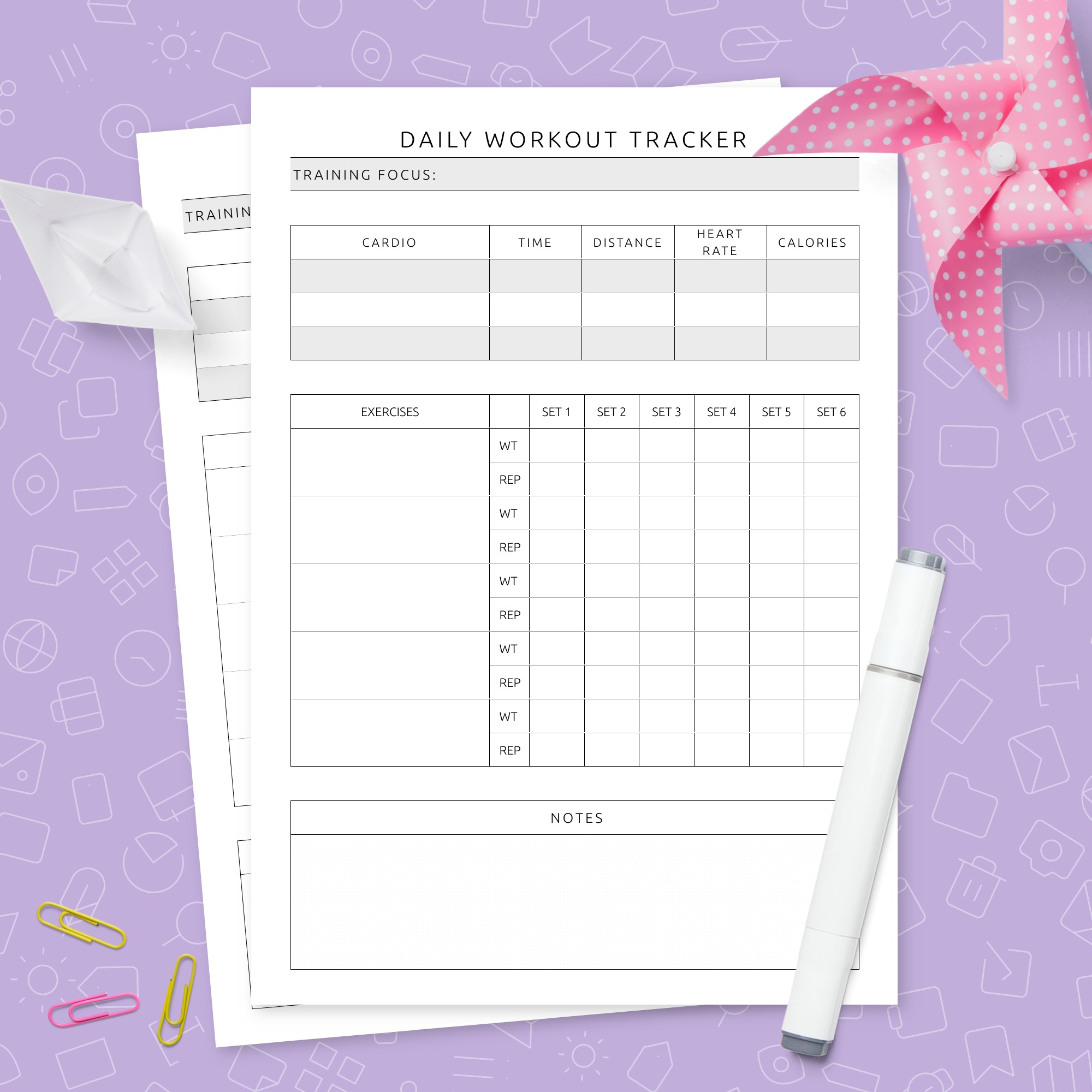 Daily Workout Log Template Template - Printable PDF