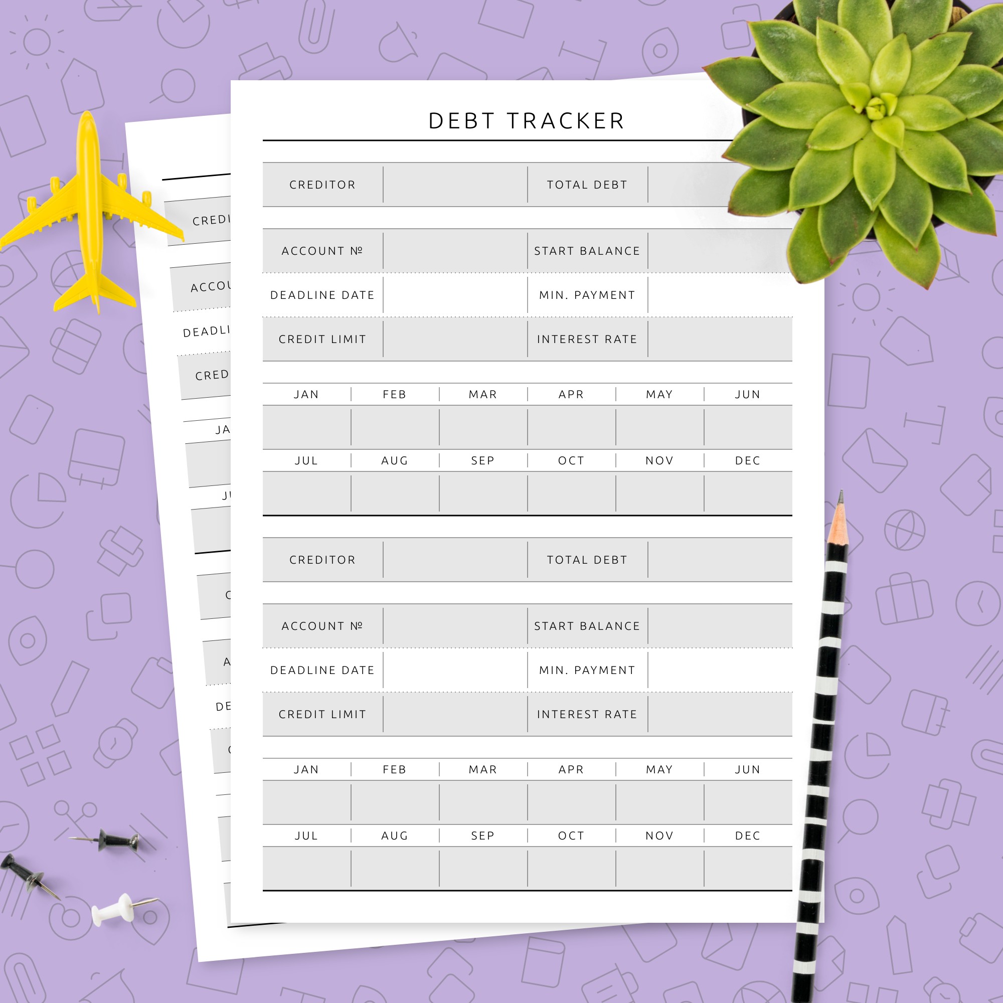 Debt Tracker Template Template - Printable PDF