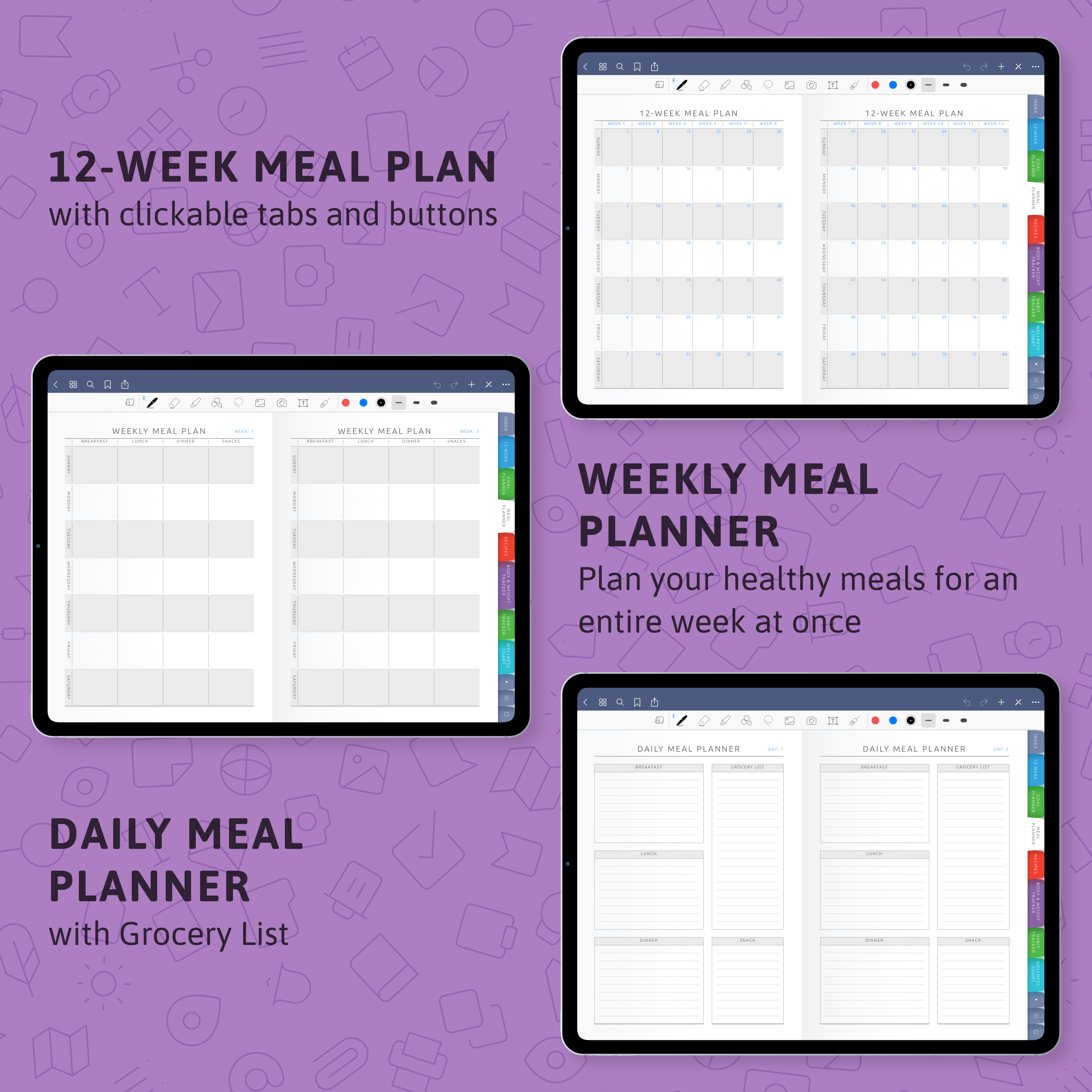Digital Fitness Planner for GoodNotes; Notability; iPad; Android