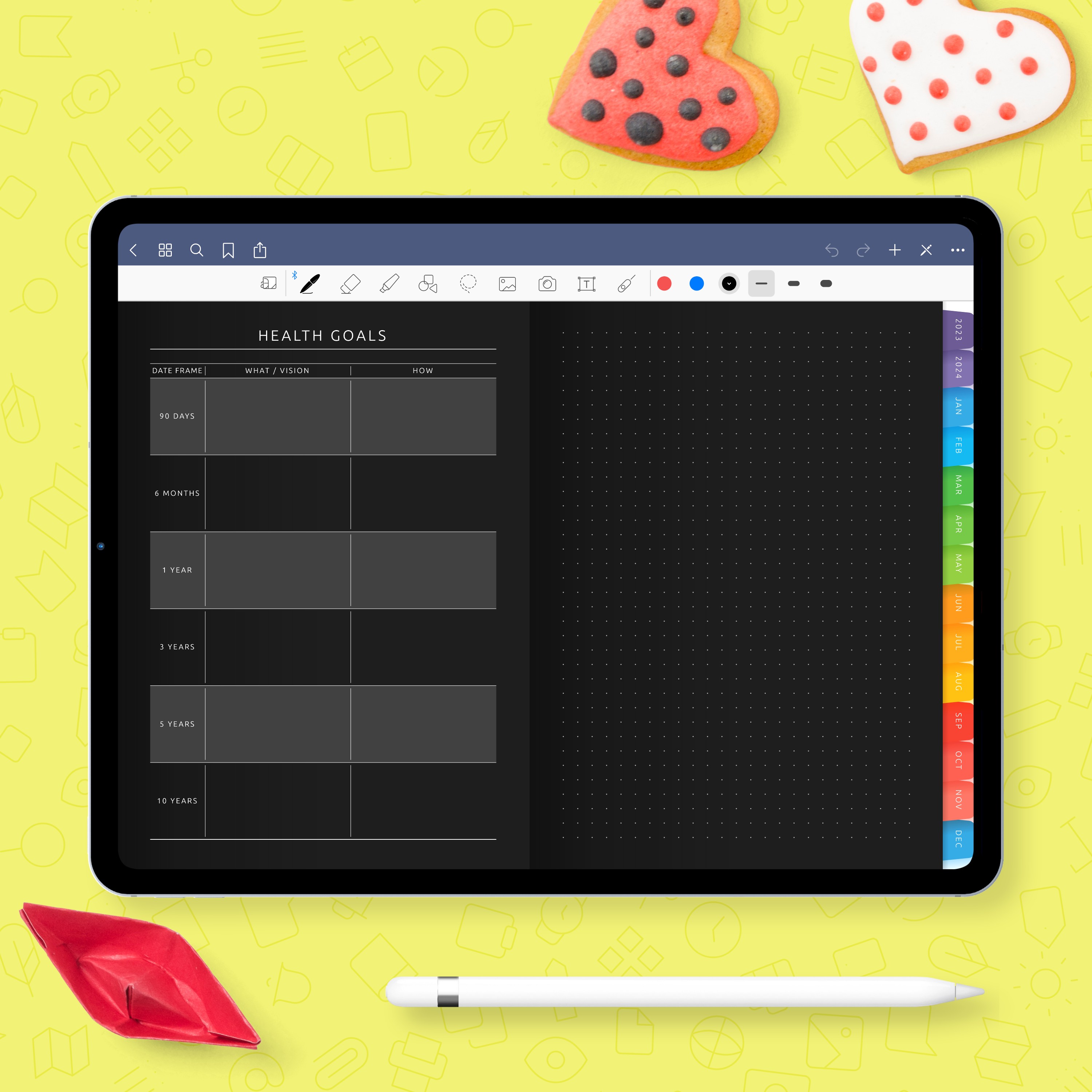 Digital Health Goal Planner PDF for: GoodNotes; Notability; iPad; Android