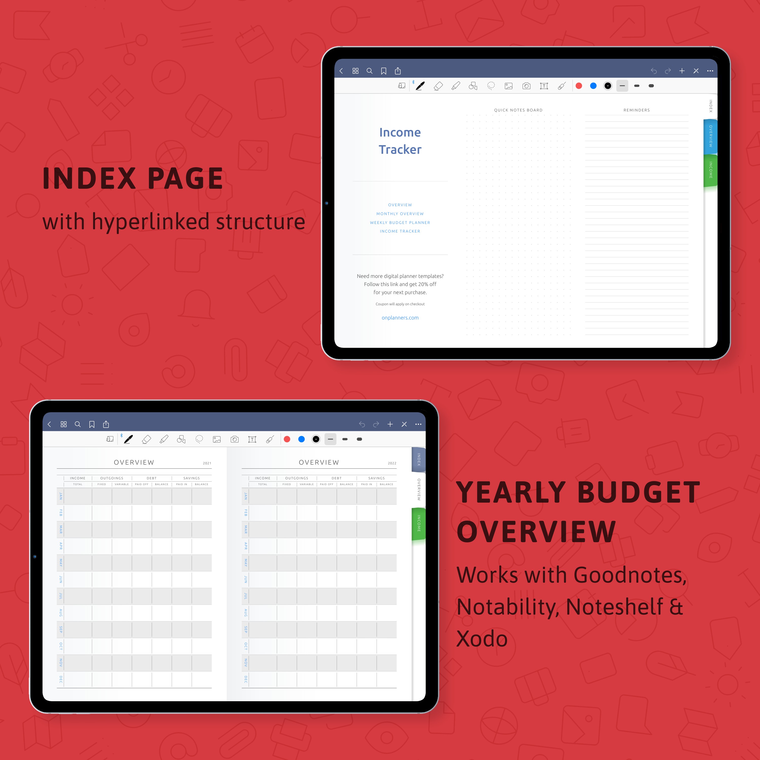 Digital Income Tracker Template For GoodNotes Notability IPad Android