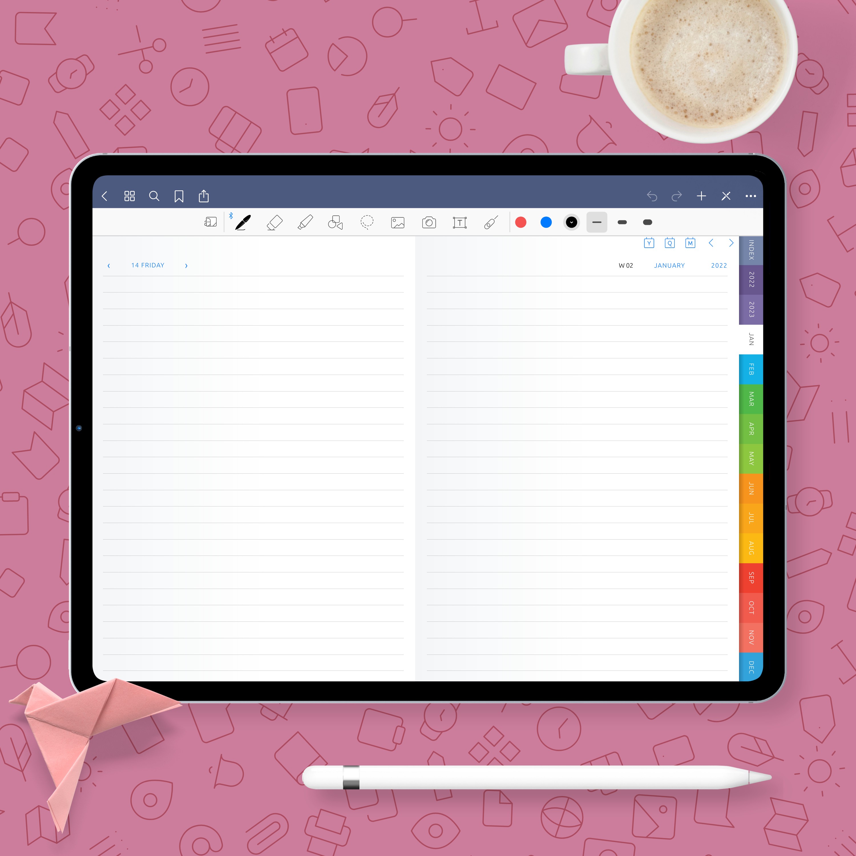 Digital Ruled Notebook Get 2026 - 2027 Daily Ruled Notebook for iPad, Android Tablets