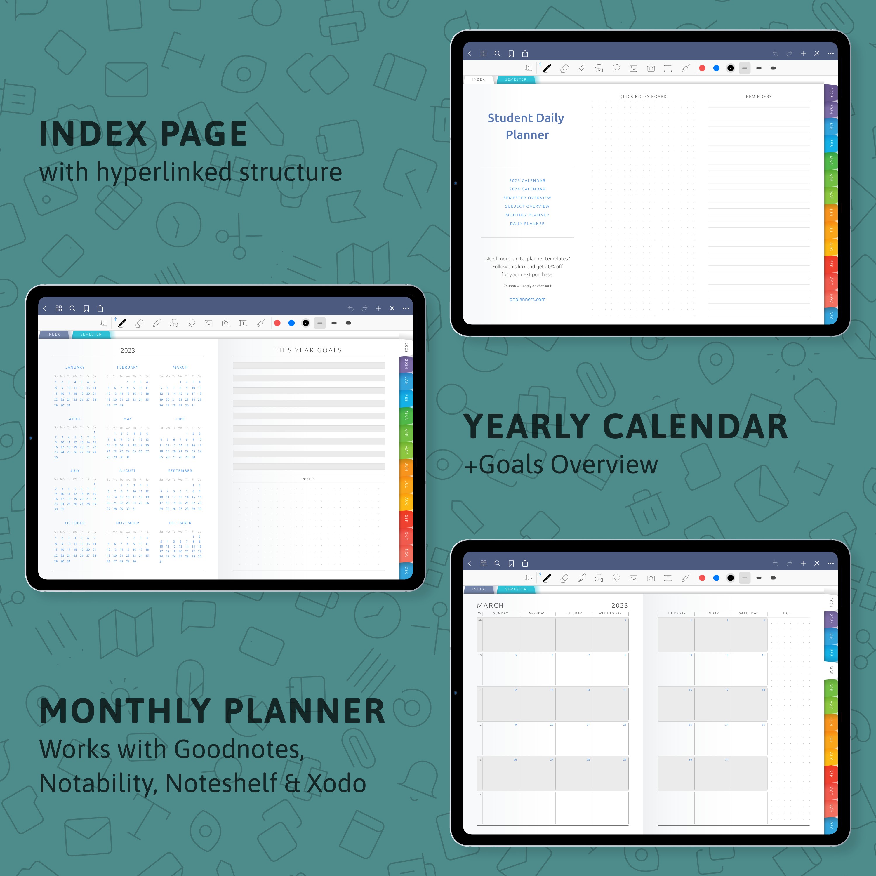 Digital Student Daily Planner for handwriting apps - download for your ...