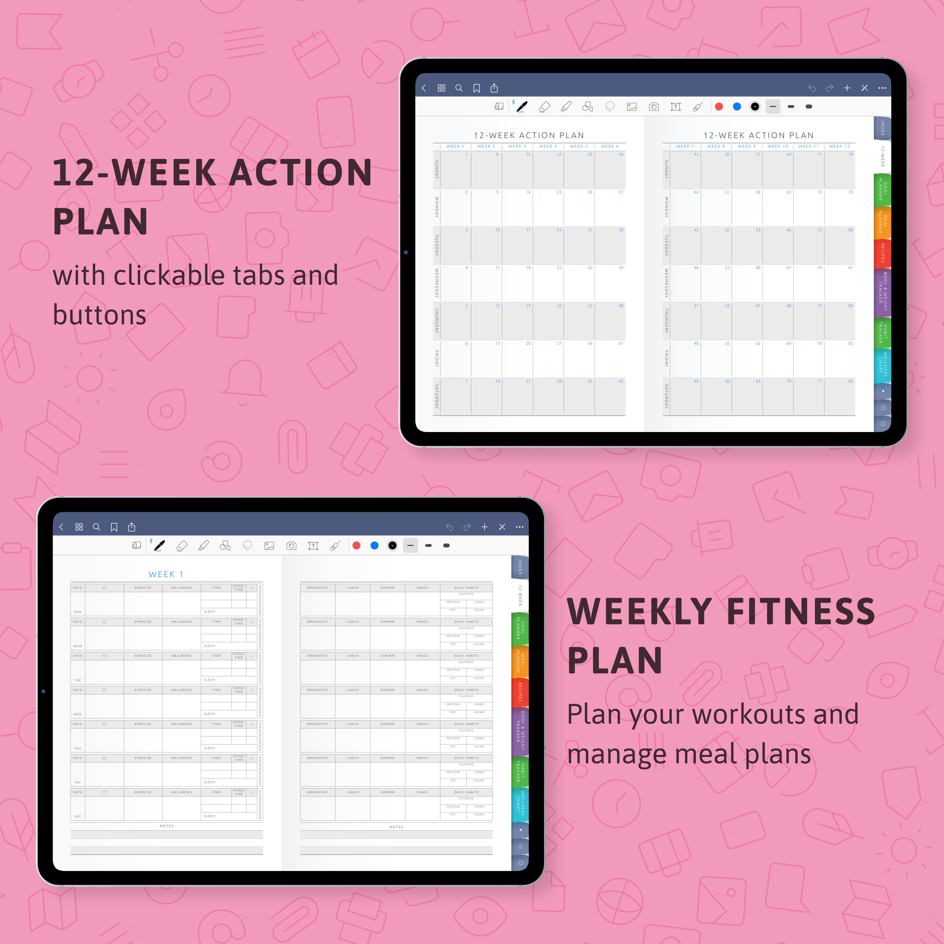 Digital Weight Loss Planner for GoodNotes; Notability; iPad; Android