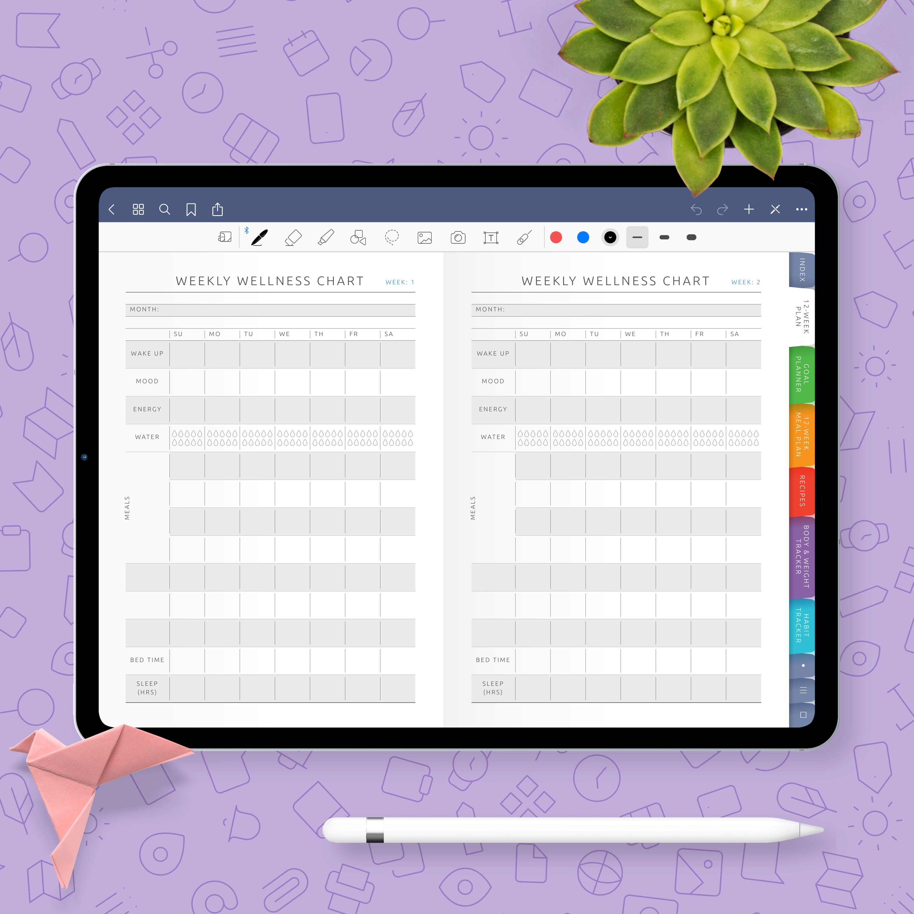 Digital Wellness Planner (Light Theme) for handwriting apps - download ...
