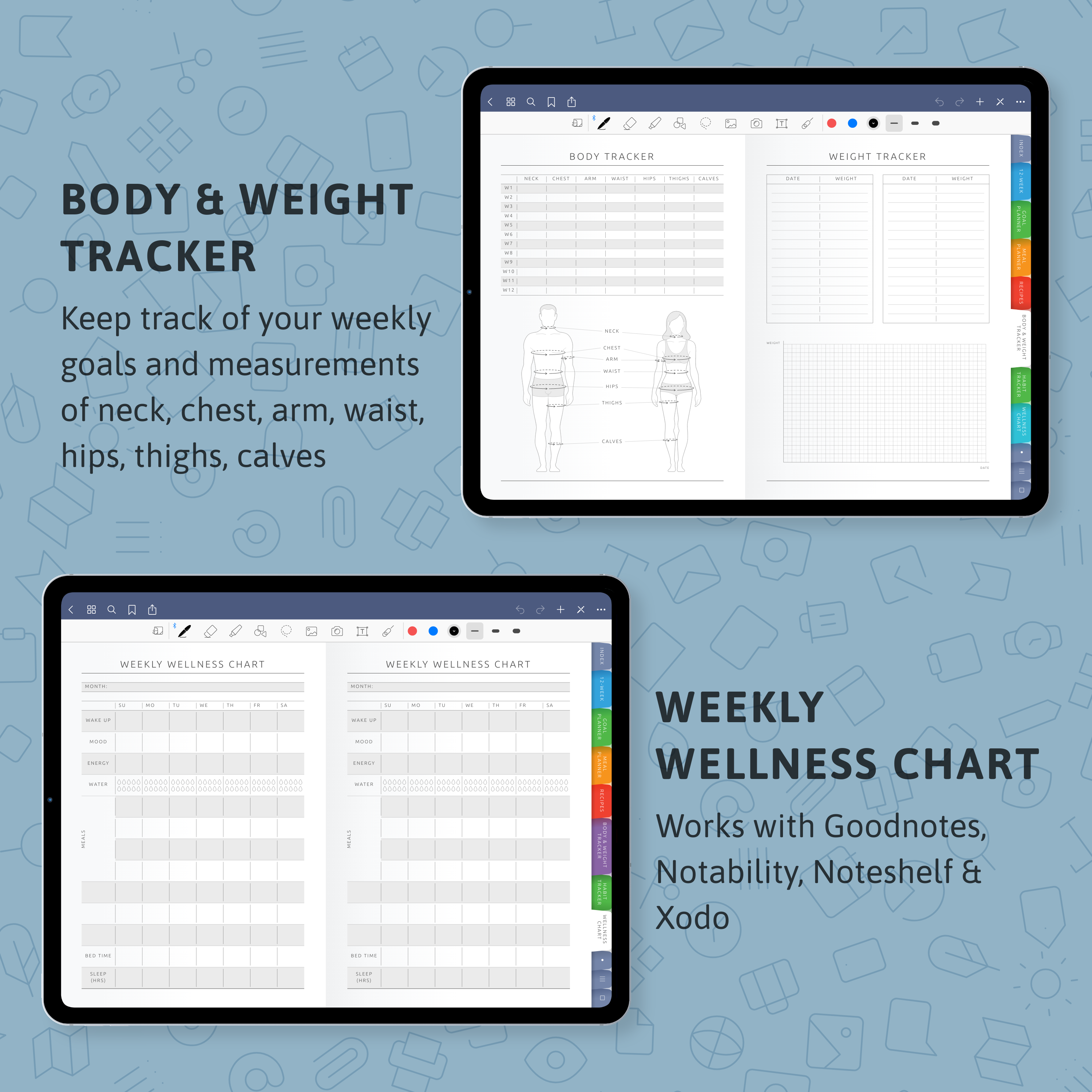 Digital Workout Planner for GoodNotes; Notability; iPad; Android