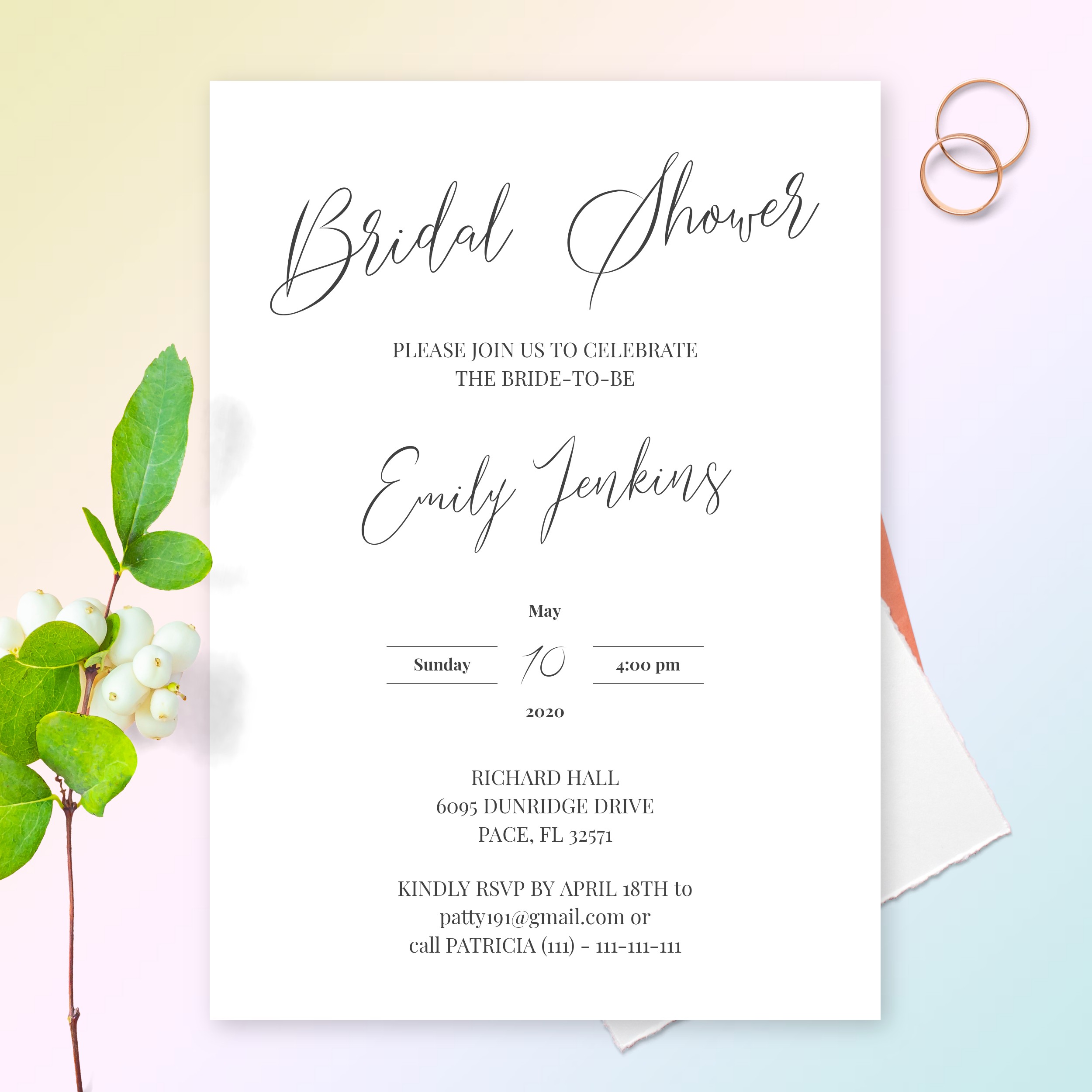 Elegant Calligraphy Classic Bridal Shower Invitation Template Online Maker