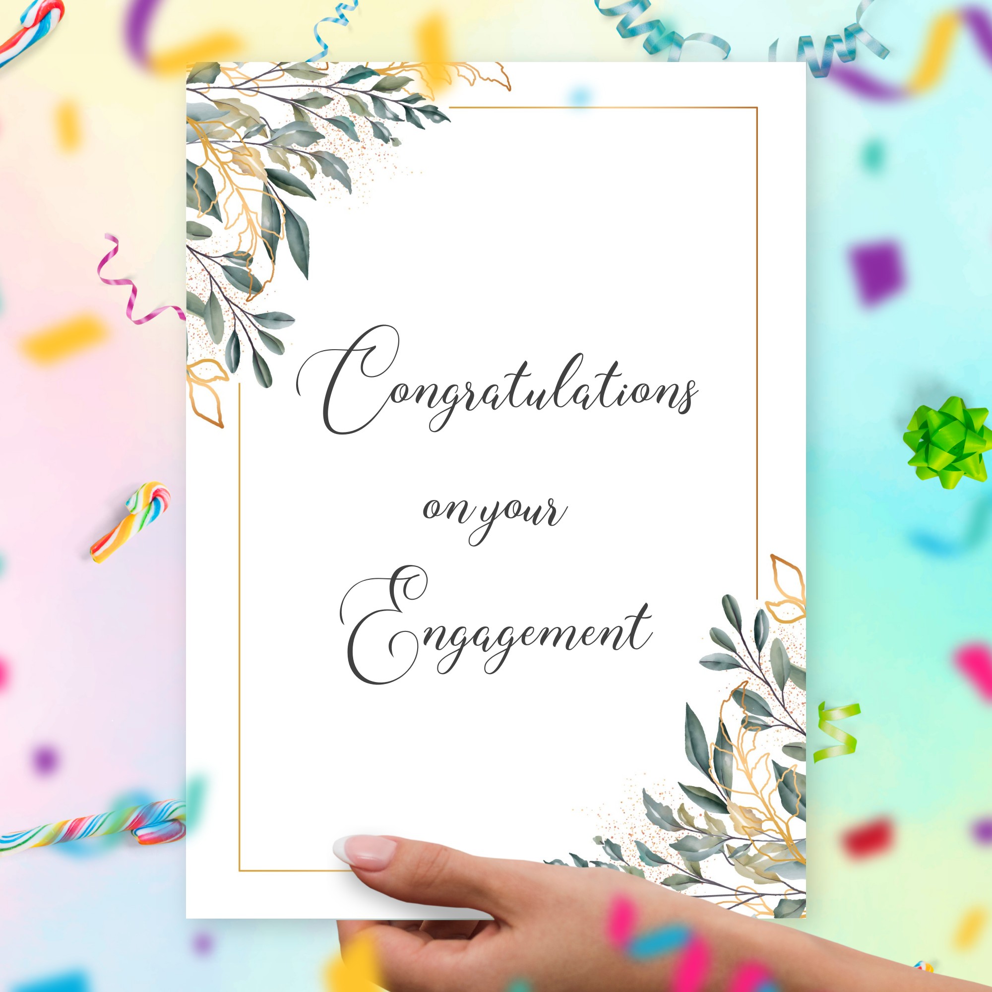 Elegant Gold Engagement Card Template Editable Online