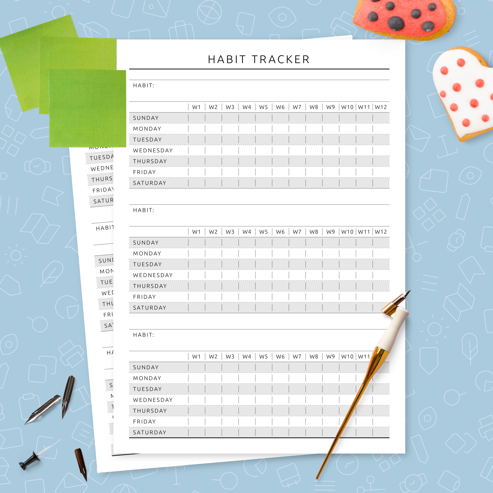 Fitness Habit Tracker Template Template - Printable PDF