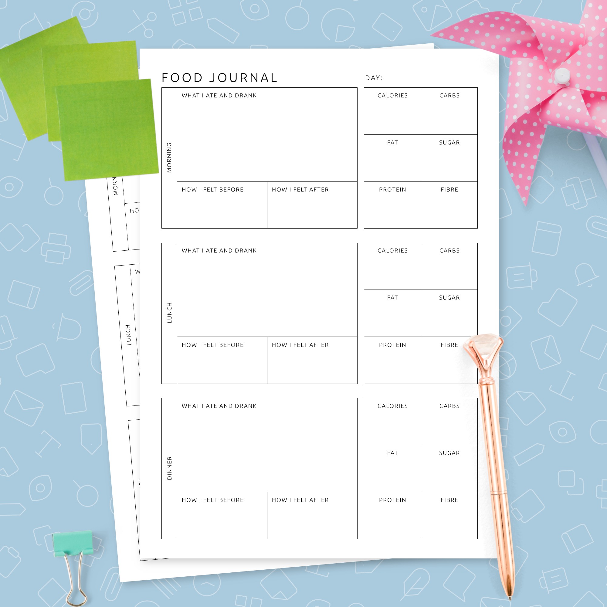 Food Journal Template Template - Printable PDF