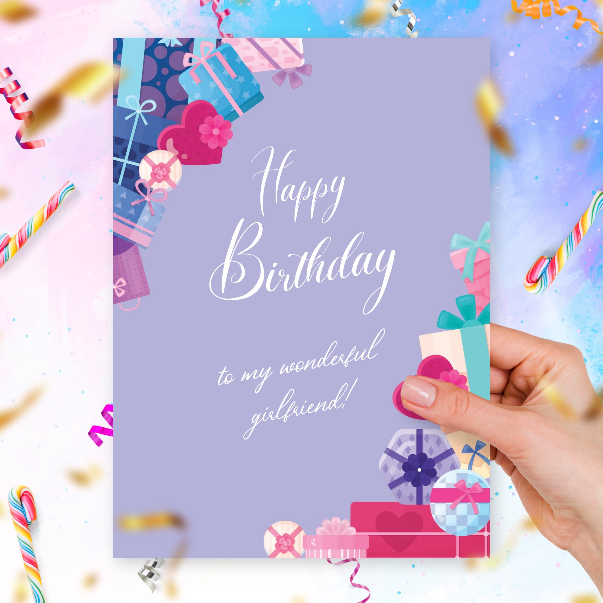 Happy Birthday Card For Girlfriend Template Editable Online