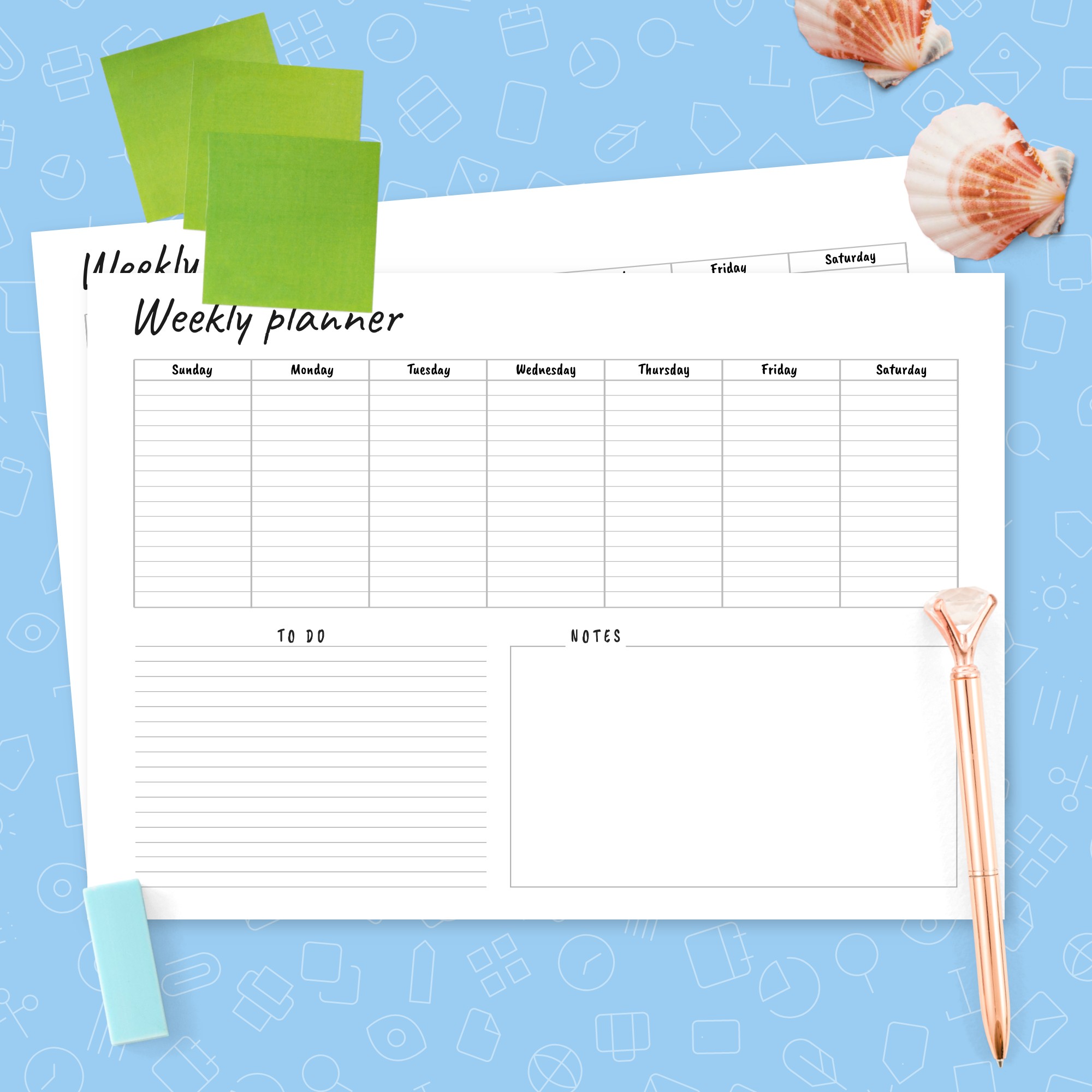 Weekly Horizontal Planner
 Horizontal Weekly To Do Template Template Printable PDF