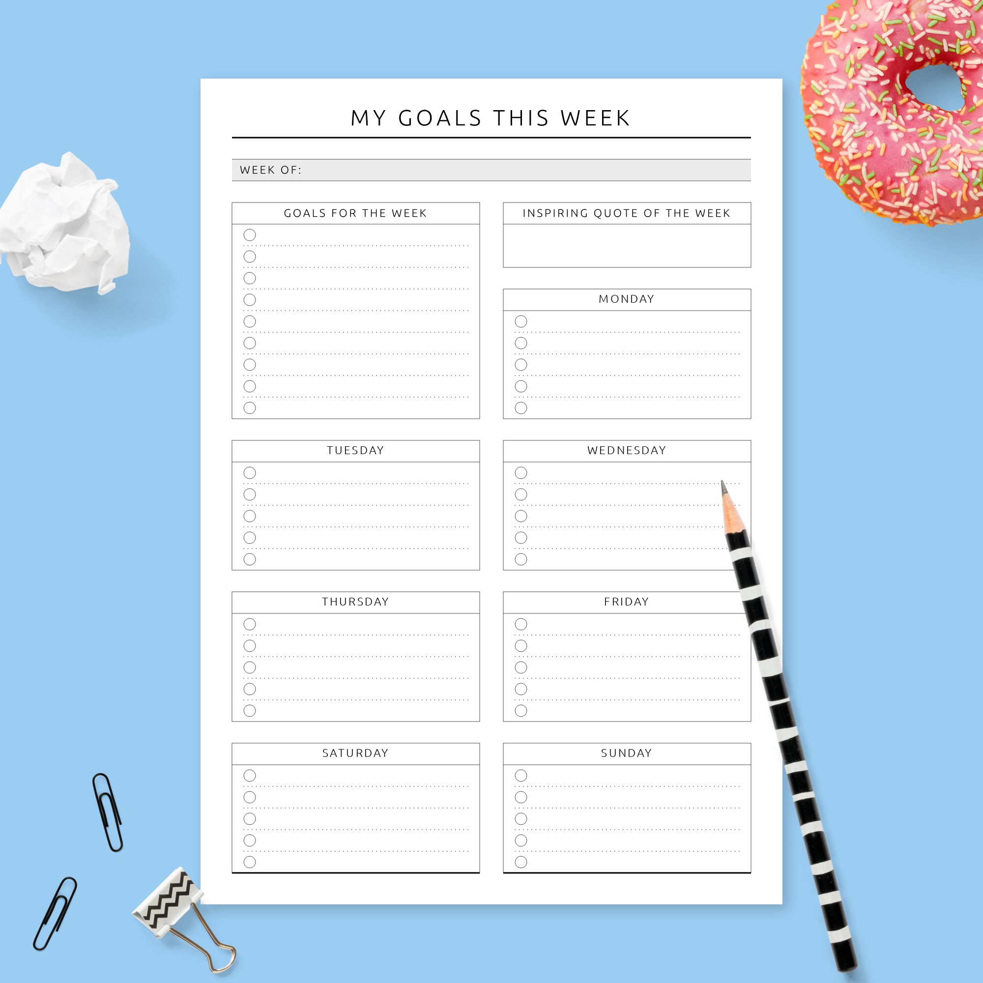 Inspiring Weekly Goal Planner Template - Printable Pdf