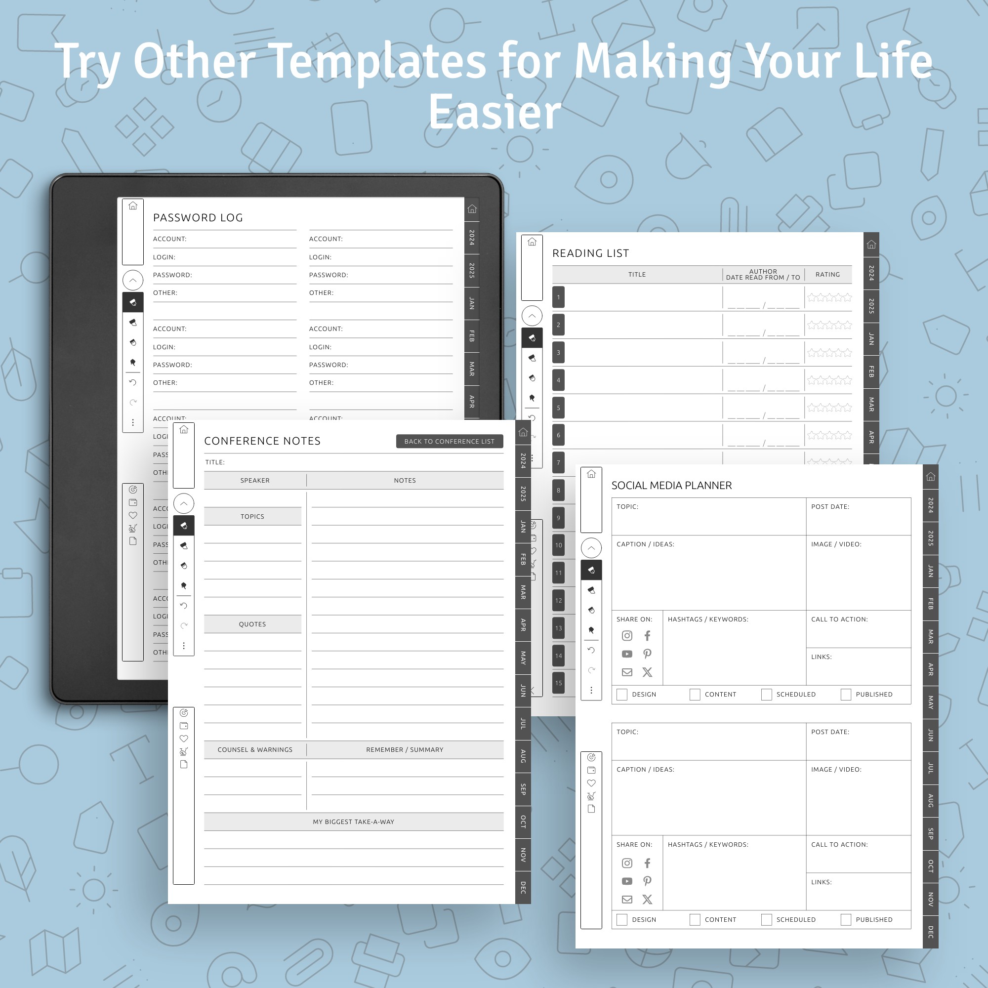 Download Customizable Kindle Scribe Monthly Planner