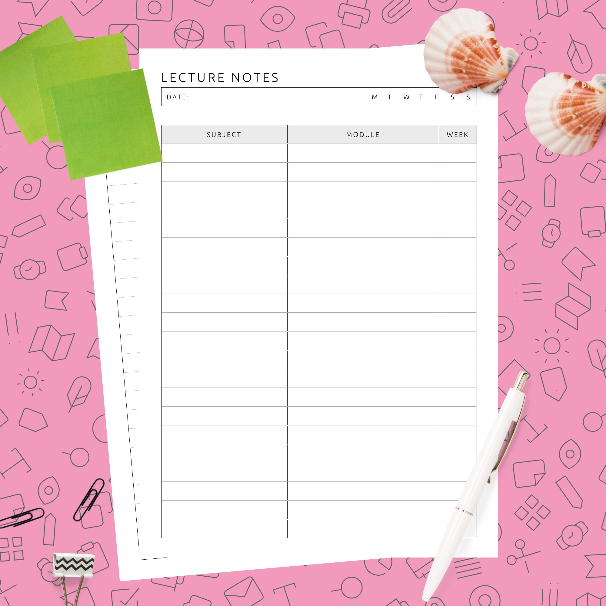 Lecture Notes Template Template - Printable PDF