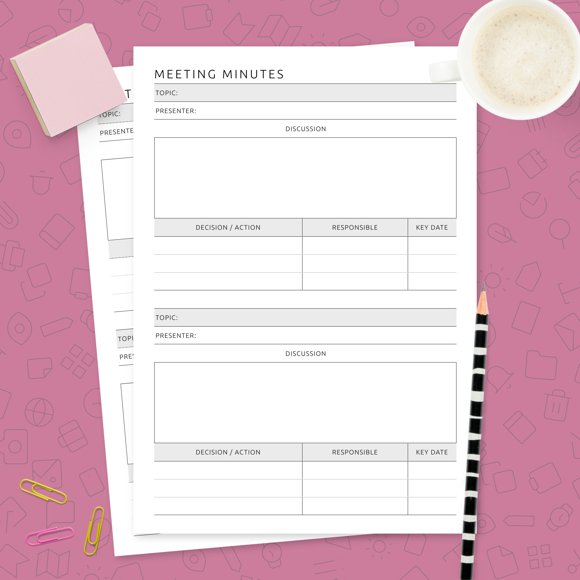 Meeting Minutes Detailed Template Template - Printable PDF