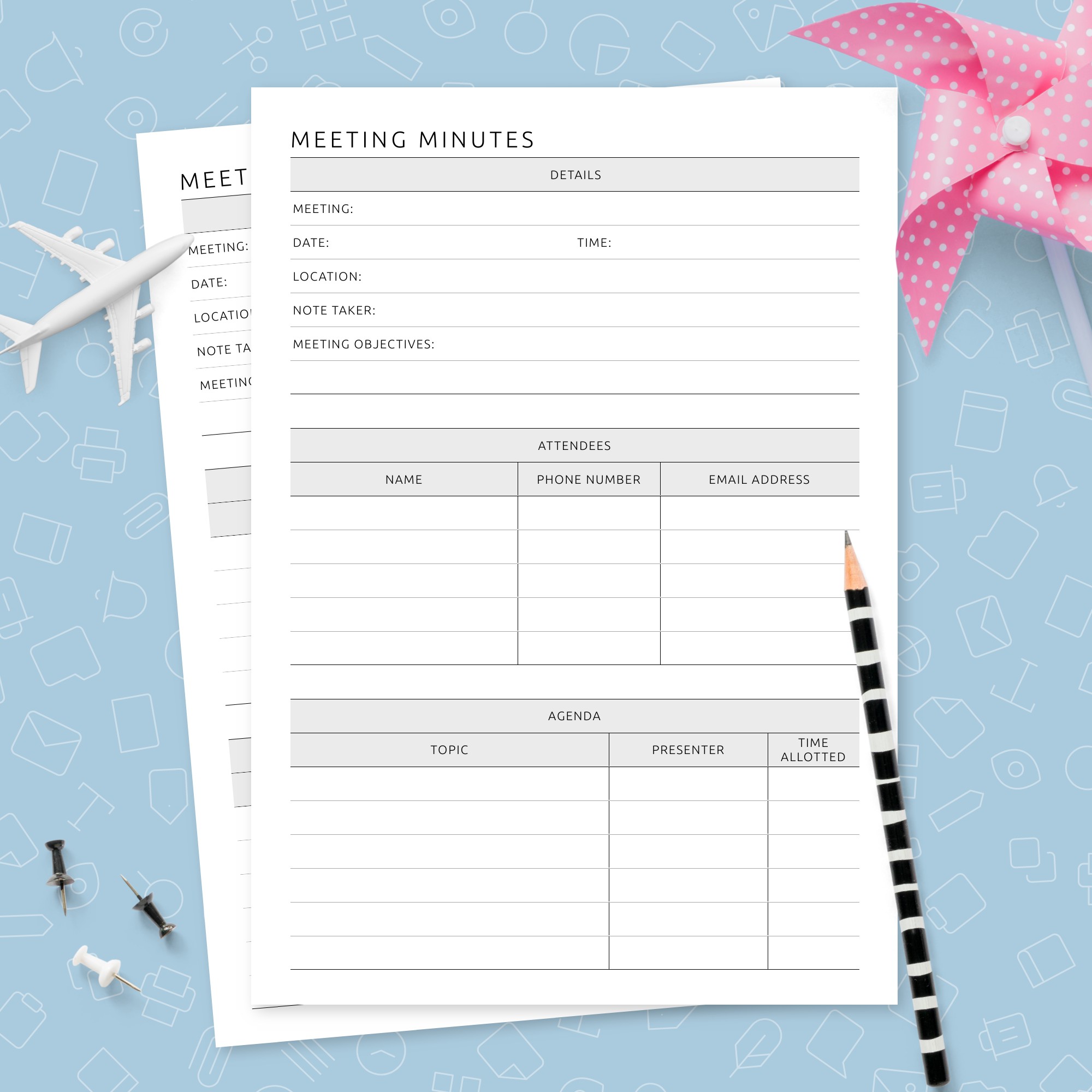 Meeting Minutes Plan Template Template - Printable PDF