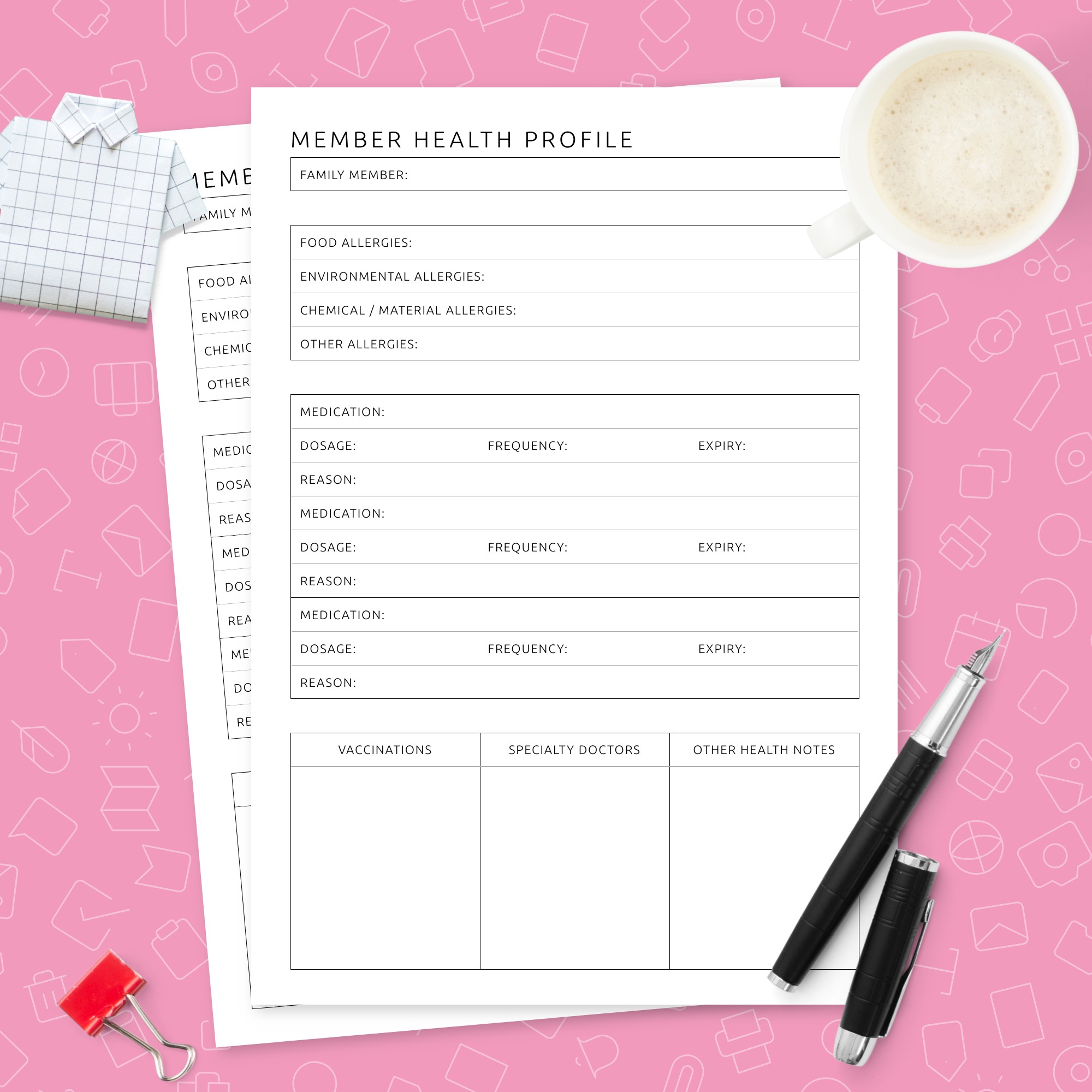 Member Health Profile Template Template - Printable PDF