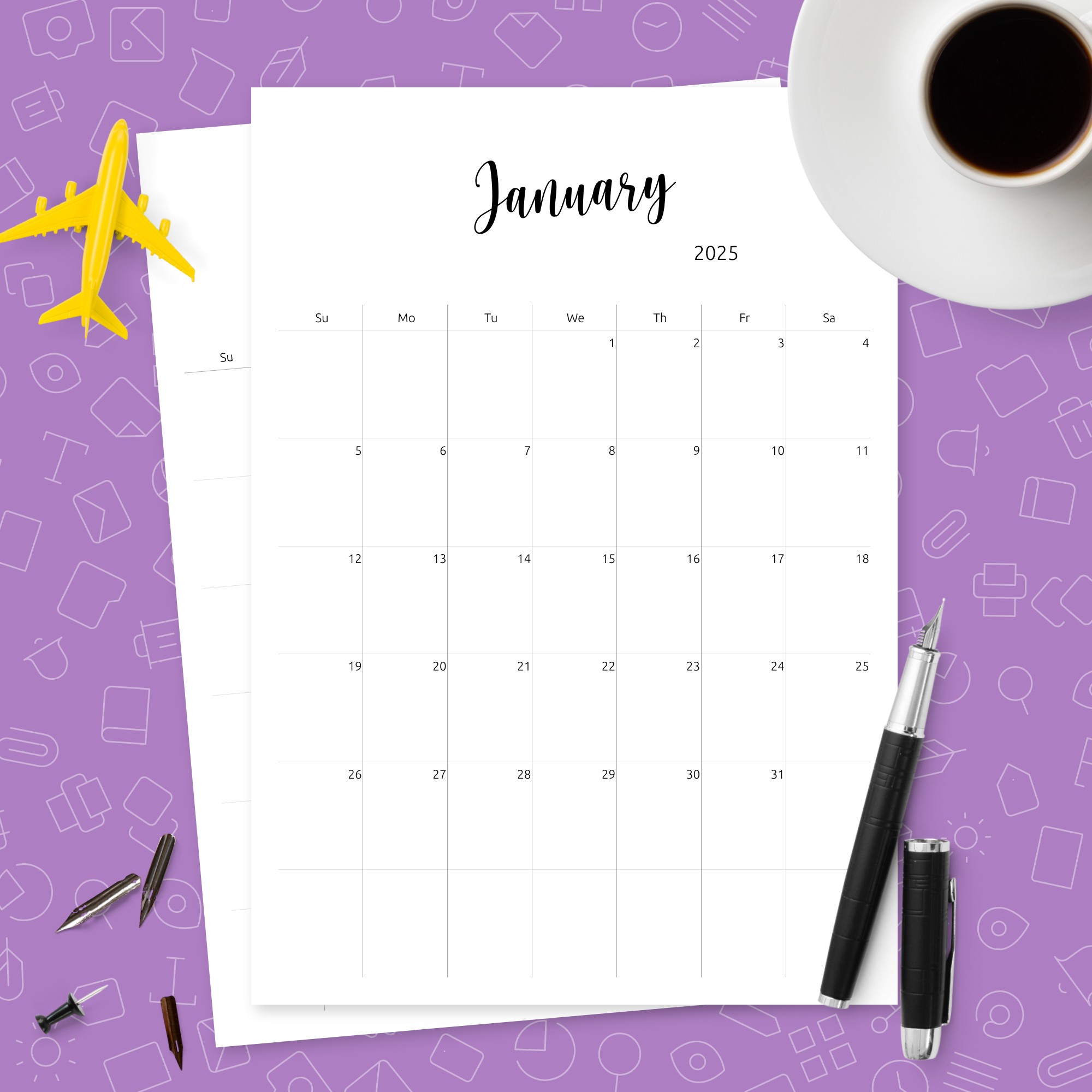 Minimal Monthly Calendar Template Template - Printable PDF