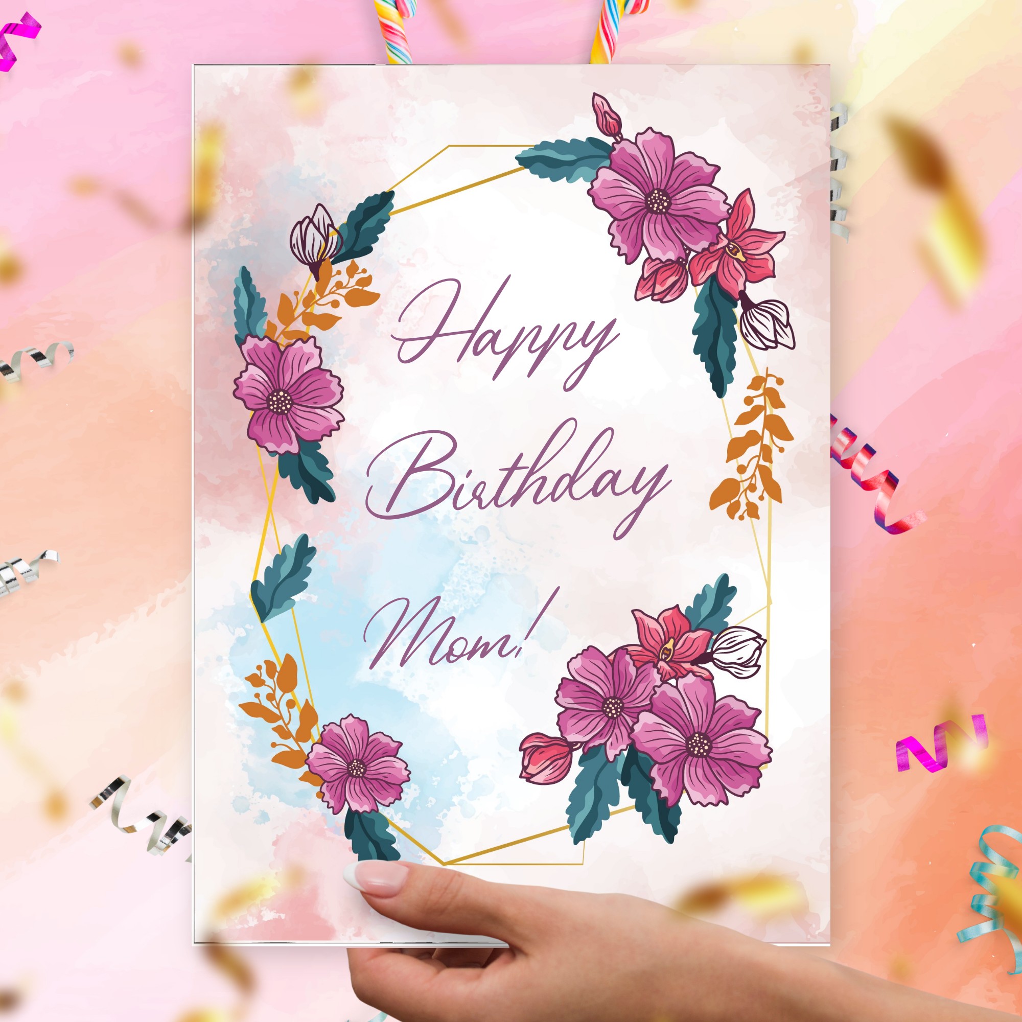 Mom Birthday Card - Classic Style Template Editable Online