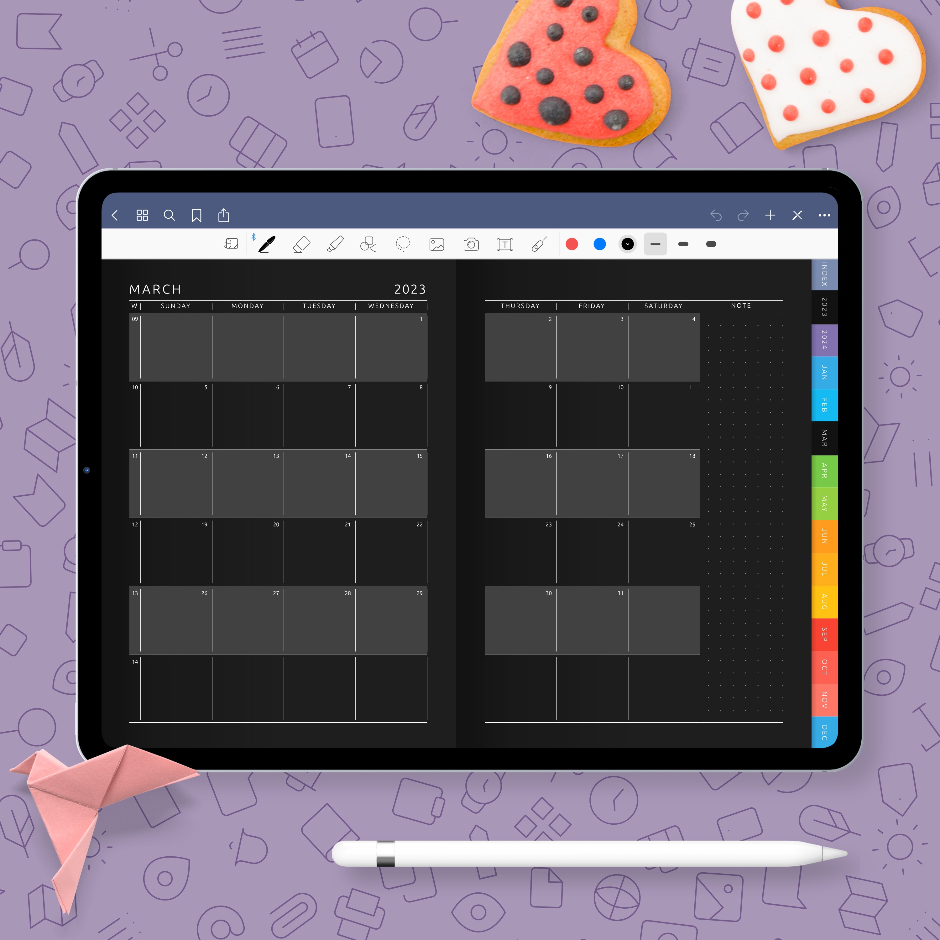 Digital Monthly Planner PDF For GoodNotes Notability IPad Android