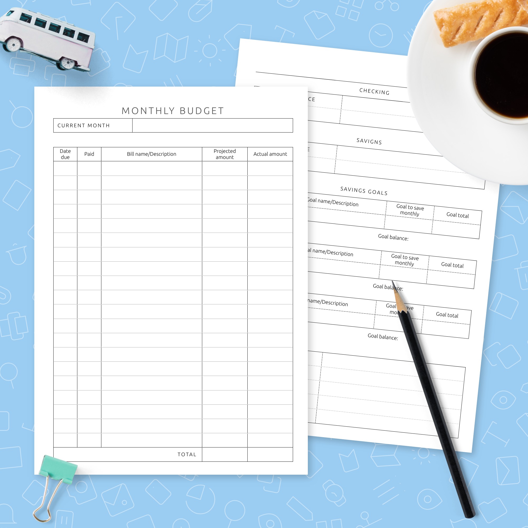 Monthly Goals Budget Template Template - Printable PDF