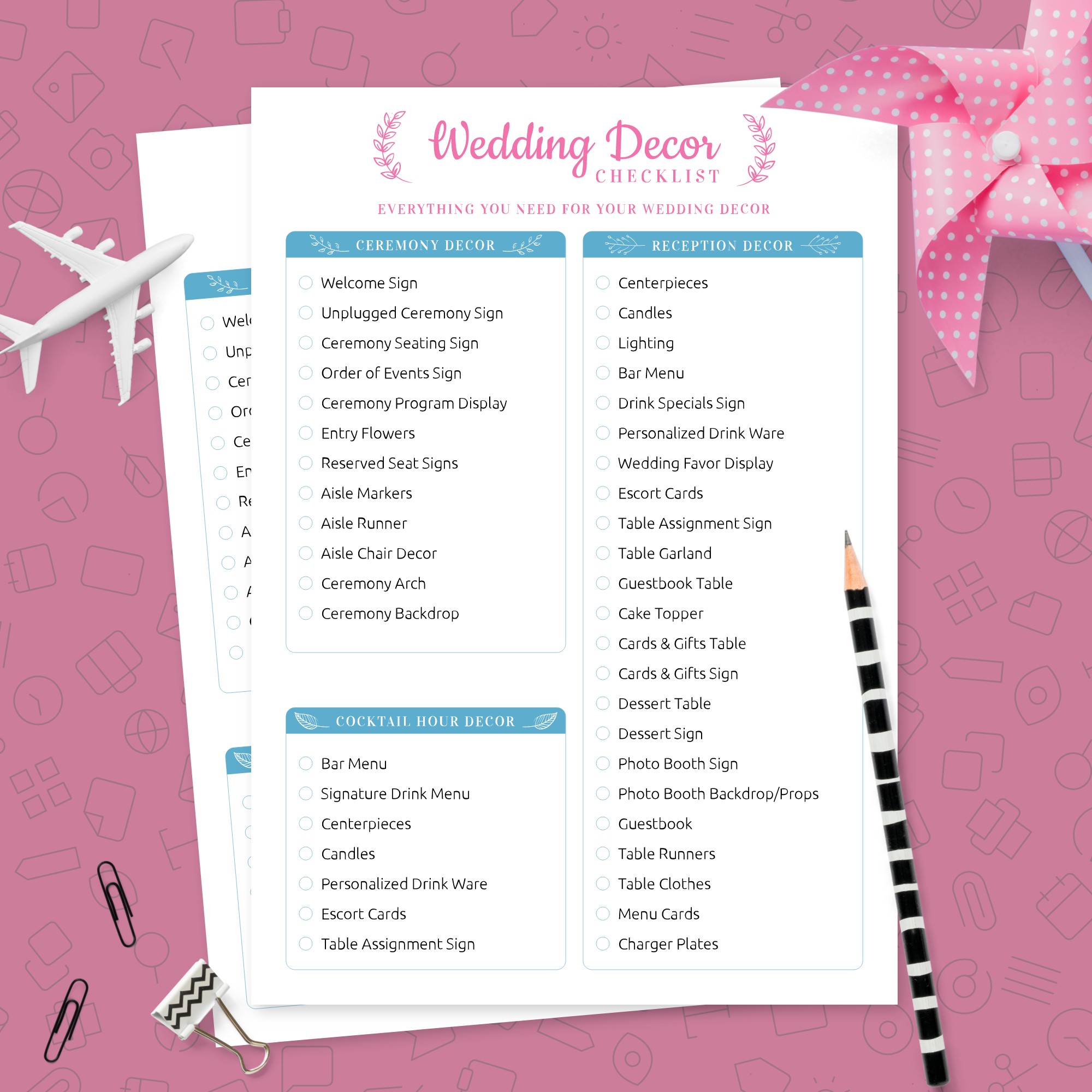 Nice Wedding Decorations Checklist Template Printable Pdf 6844