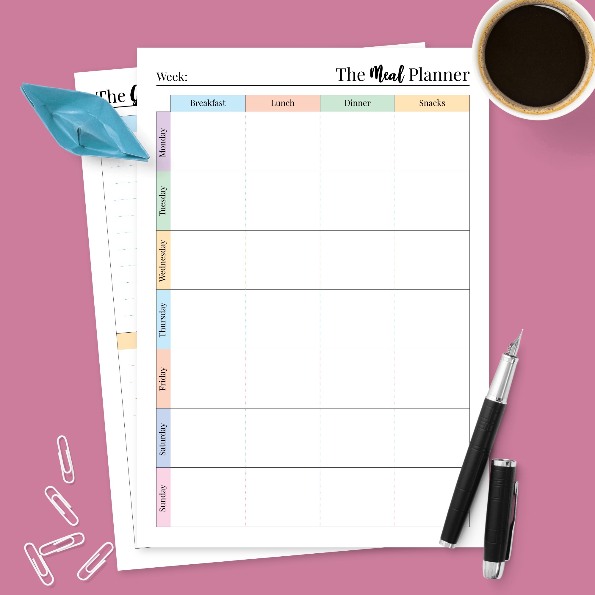 One-Page Family Meal Planner Template - Printable PDF