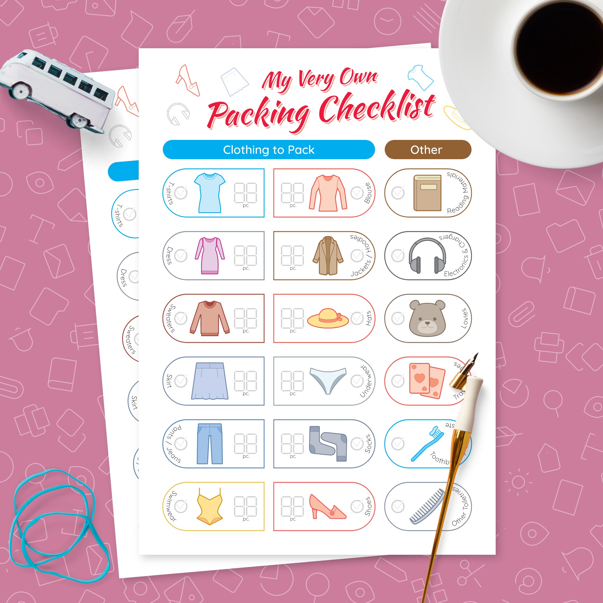 Packing Checklist for Girl Template - Printable PDF