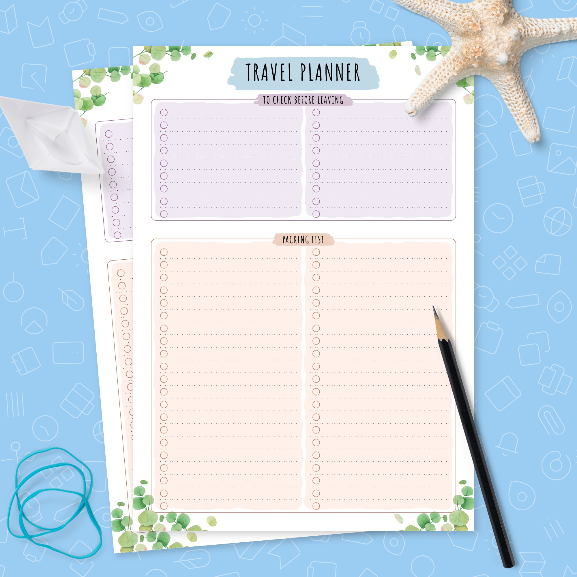 packing list floral style template printable pdf