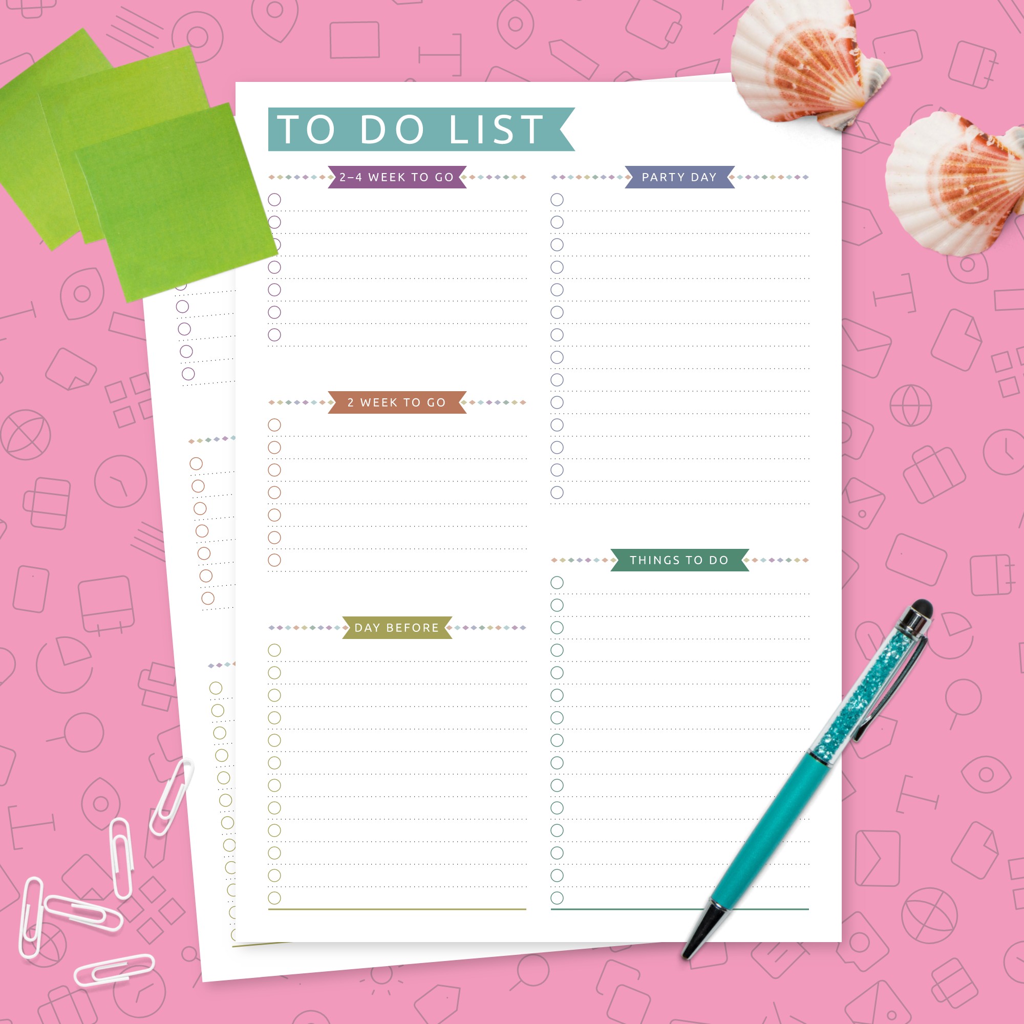 Party To Do List - Casual Style Template - Printable PDF