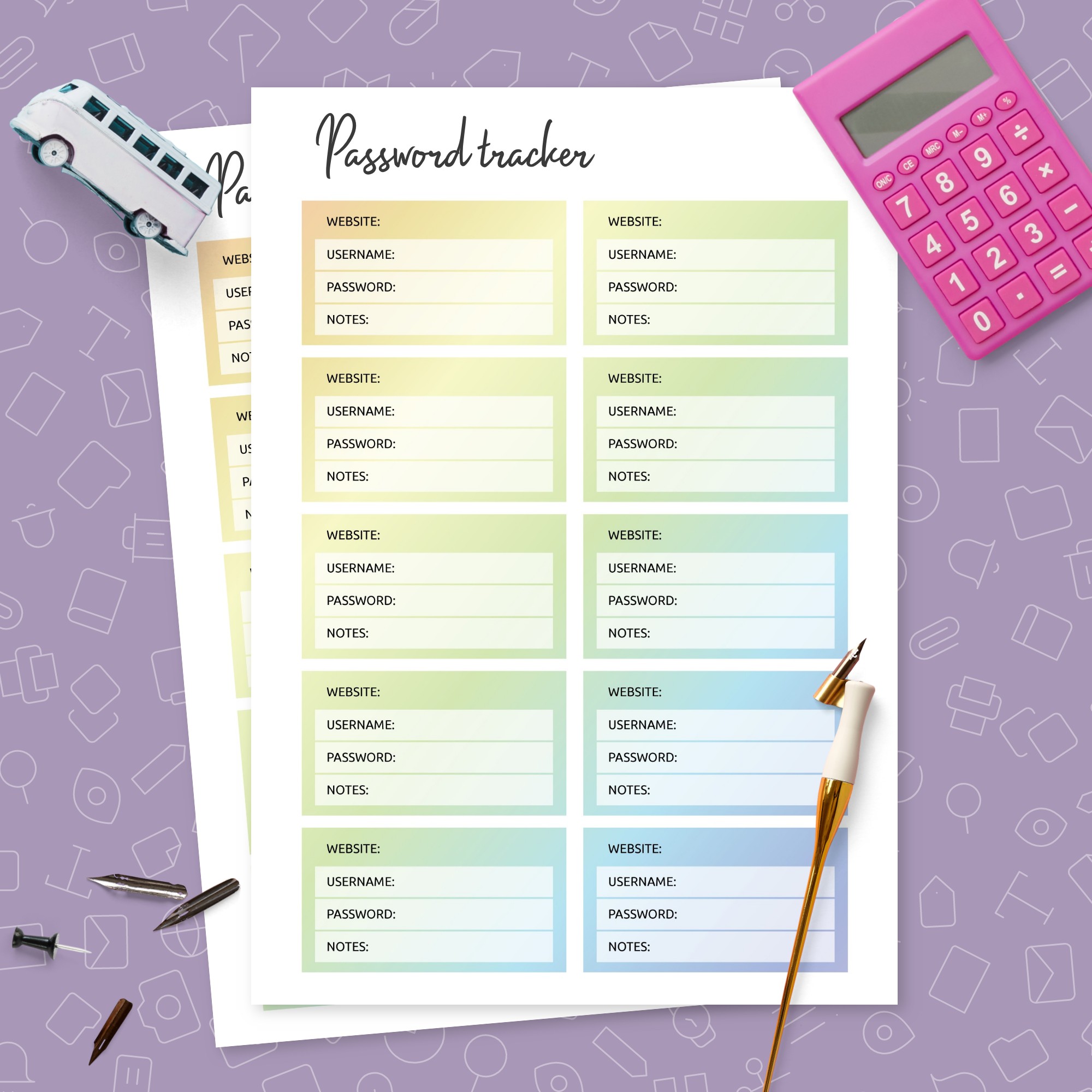 Password List Template Template Printable PDF