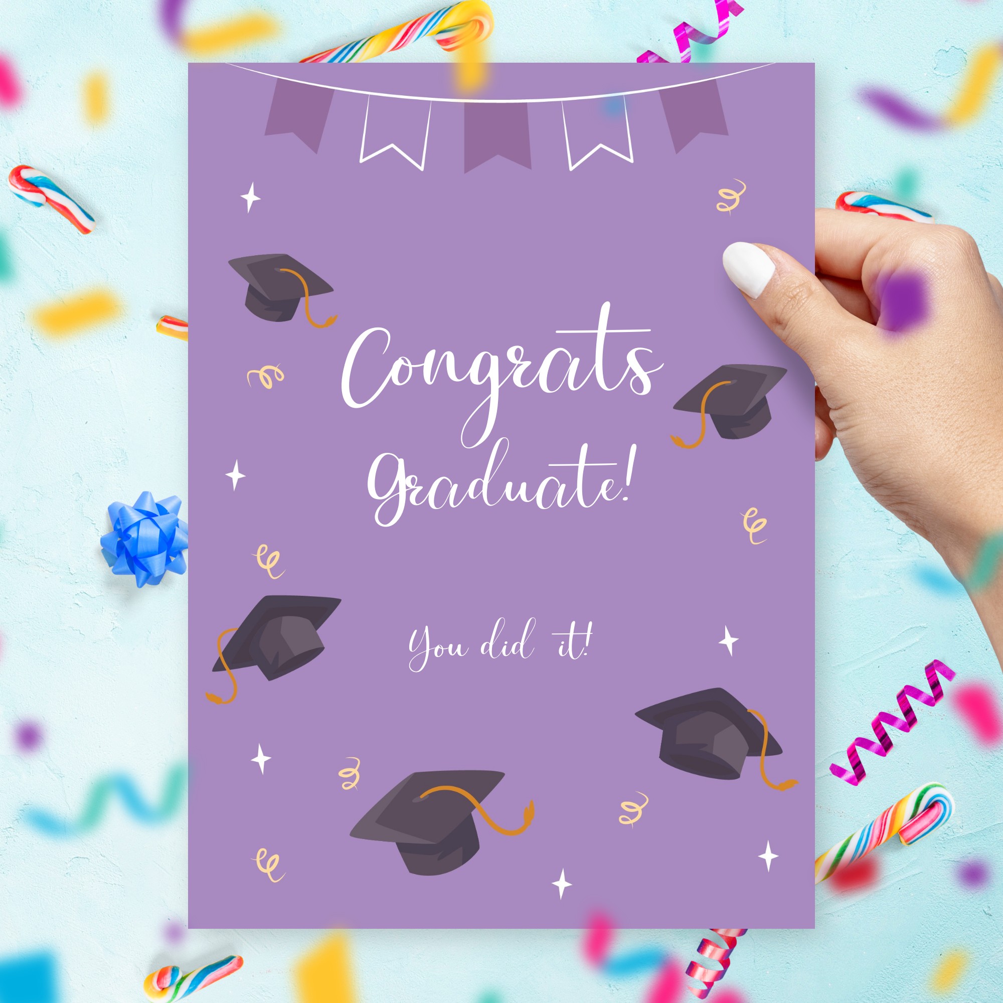 Purple Graduation Card Template Template Editable Online