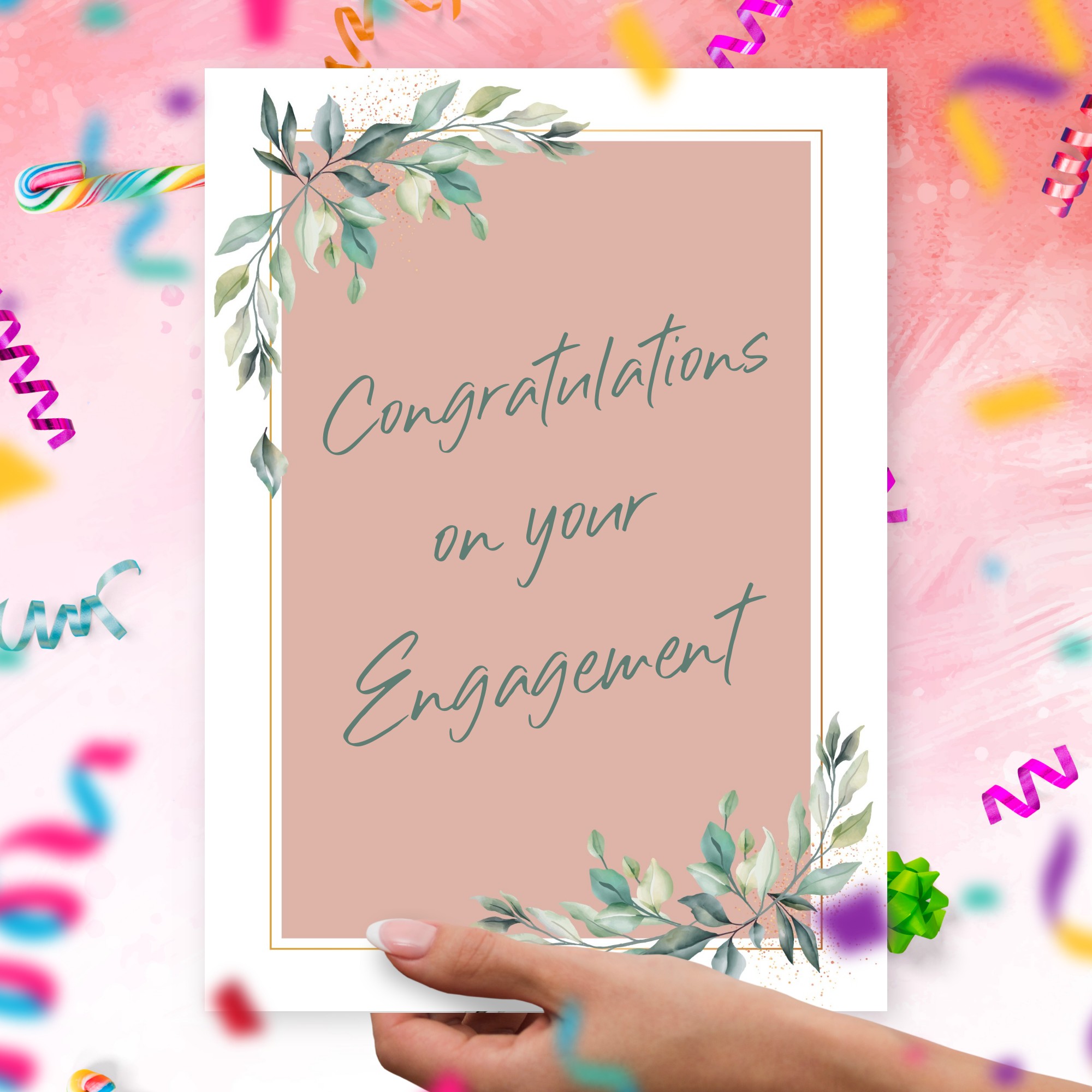 Rose Engagement Greeting Card Template Editable Online