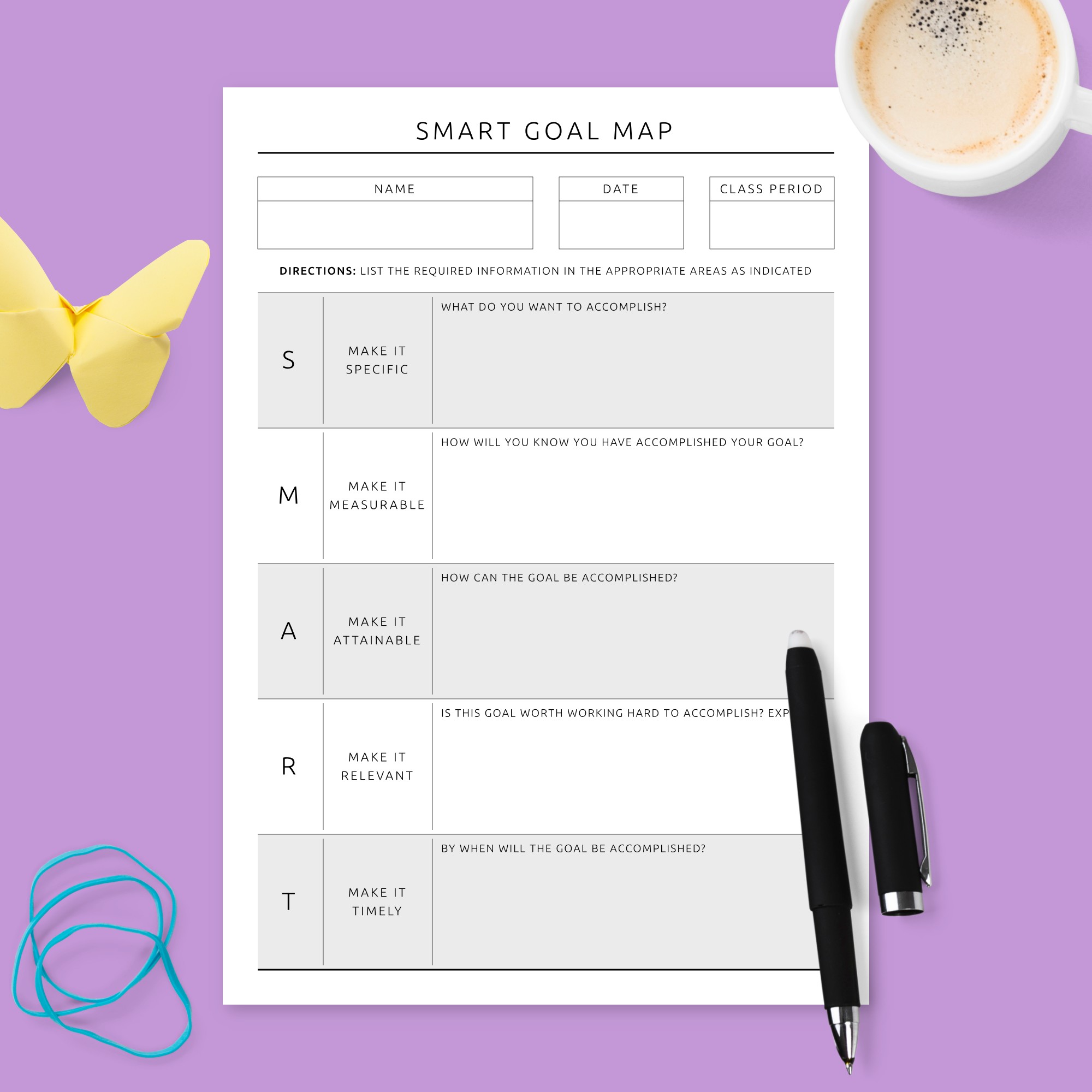 Smart Goal Setting Map Template Printable PDF Smart Goal Setting Map Template Printable PDF