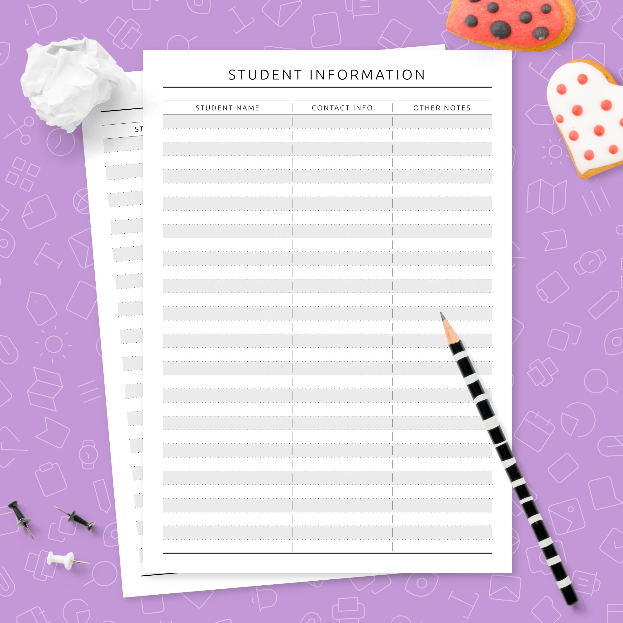 Student Information Template (Original) Template - Printable PDF