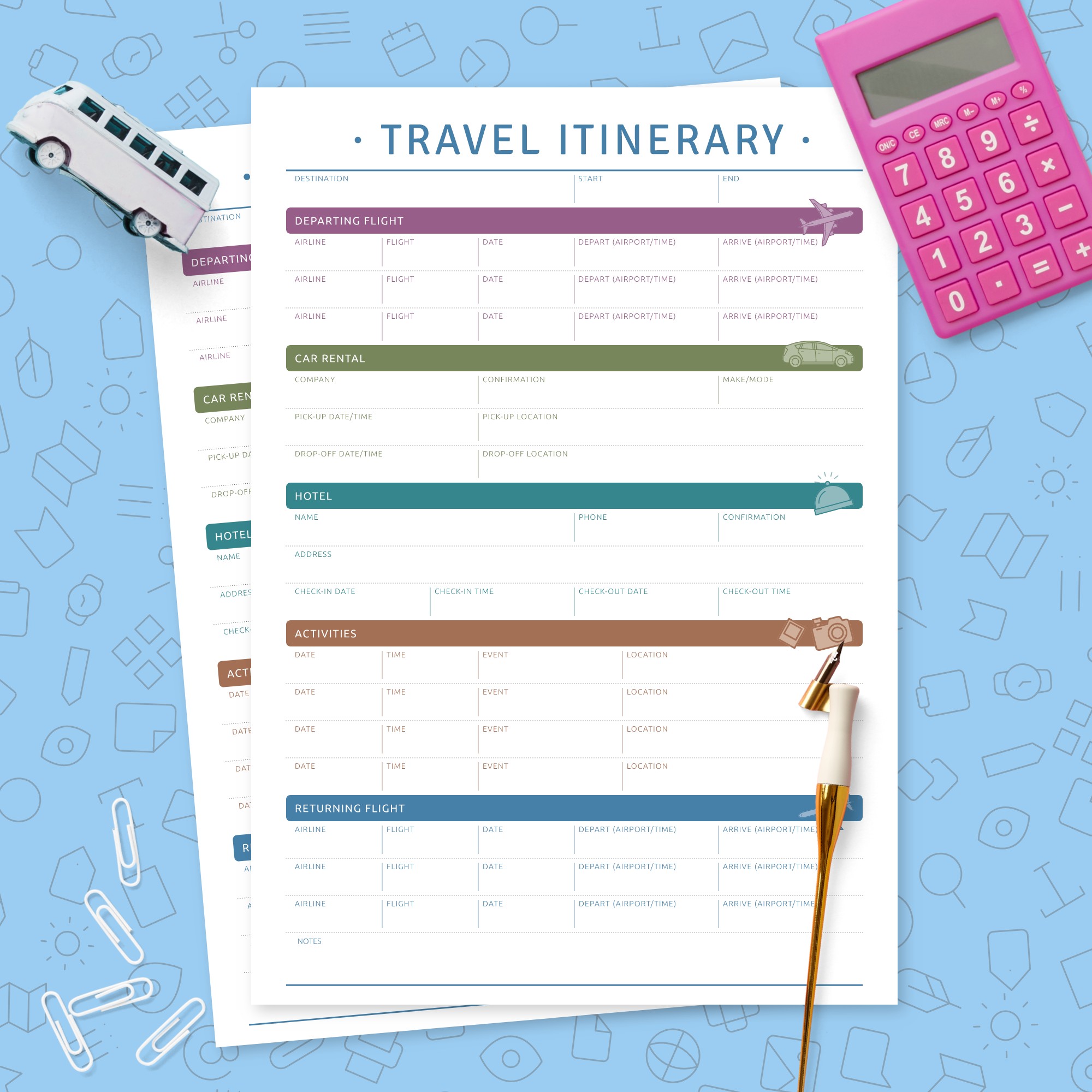 Printable Travel Itinerary Template