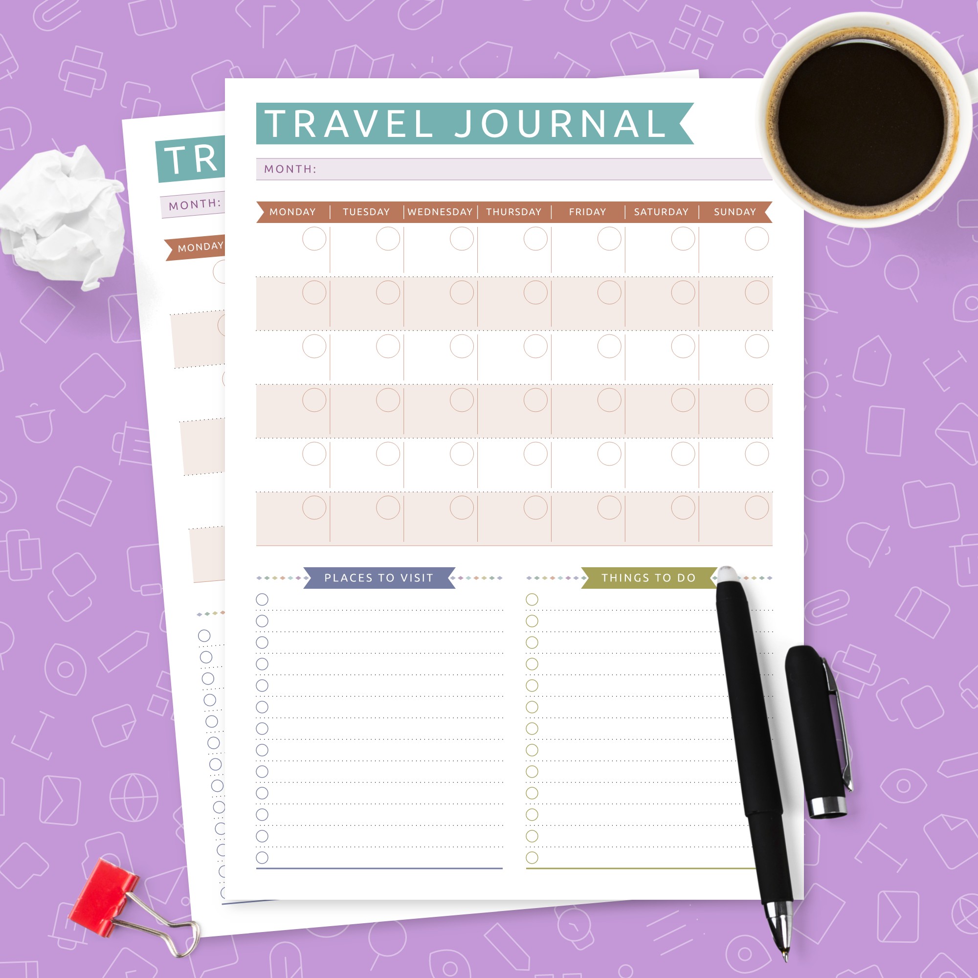 printable travel journal template