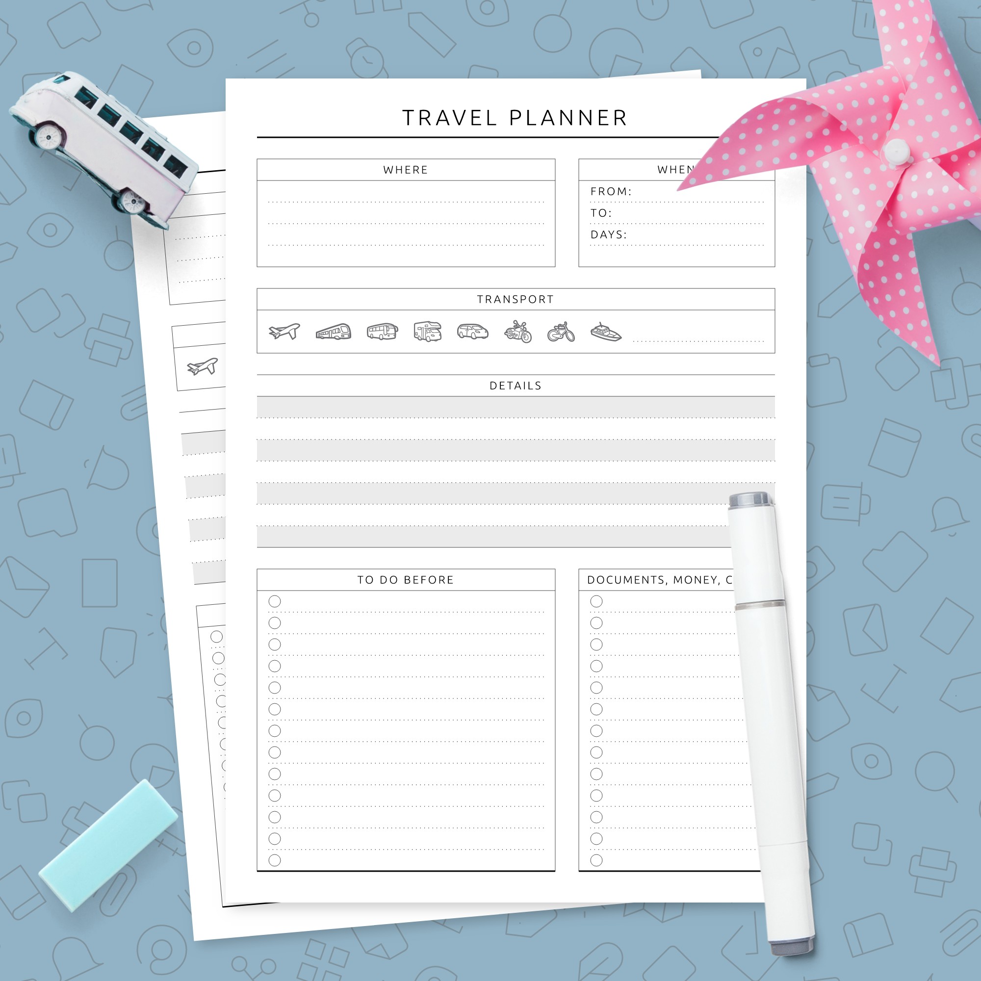 Travel Planner Template Original Style Template Printable PDF