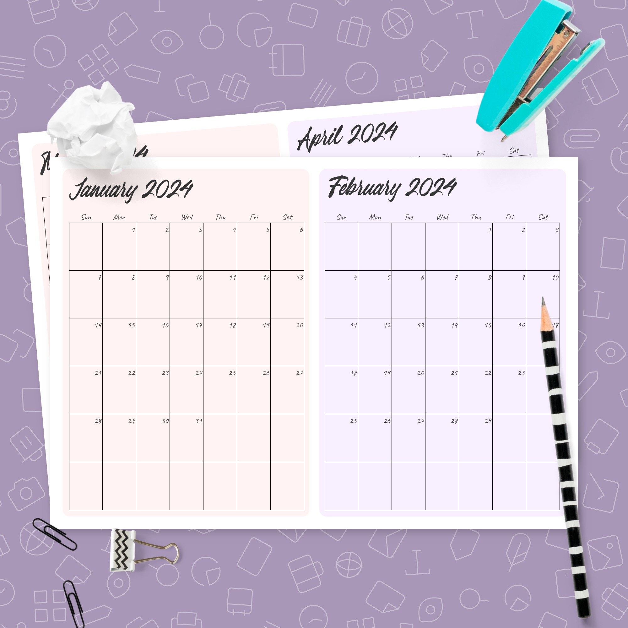 two months on page calendar template printable pdf