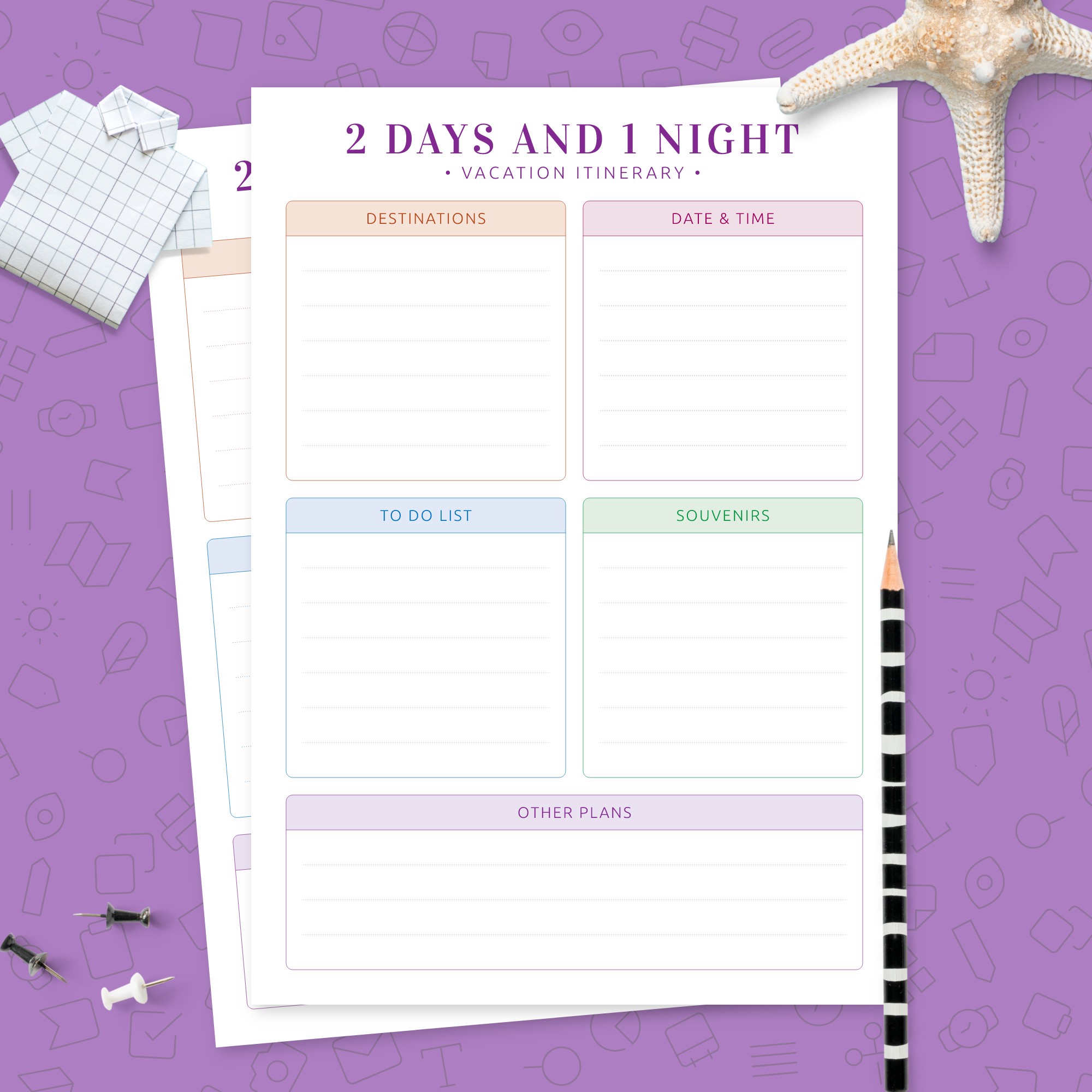 Vacation Itinerary Template - Printable PDF