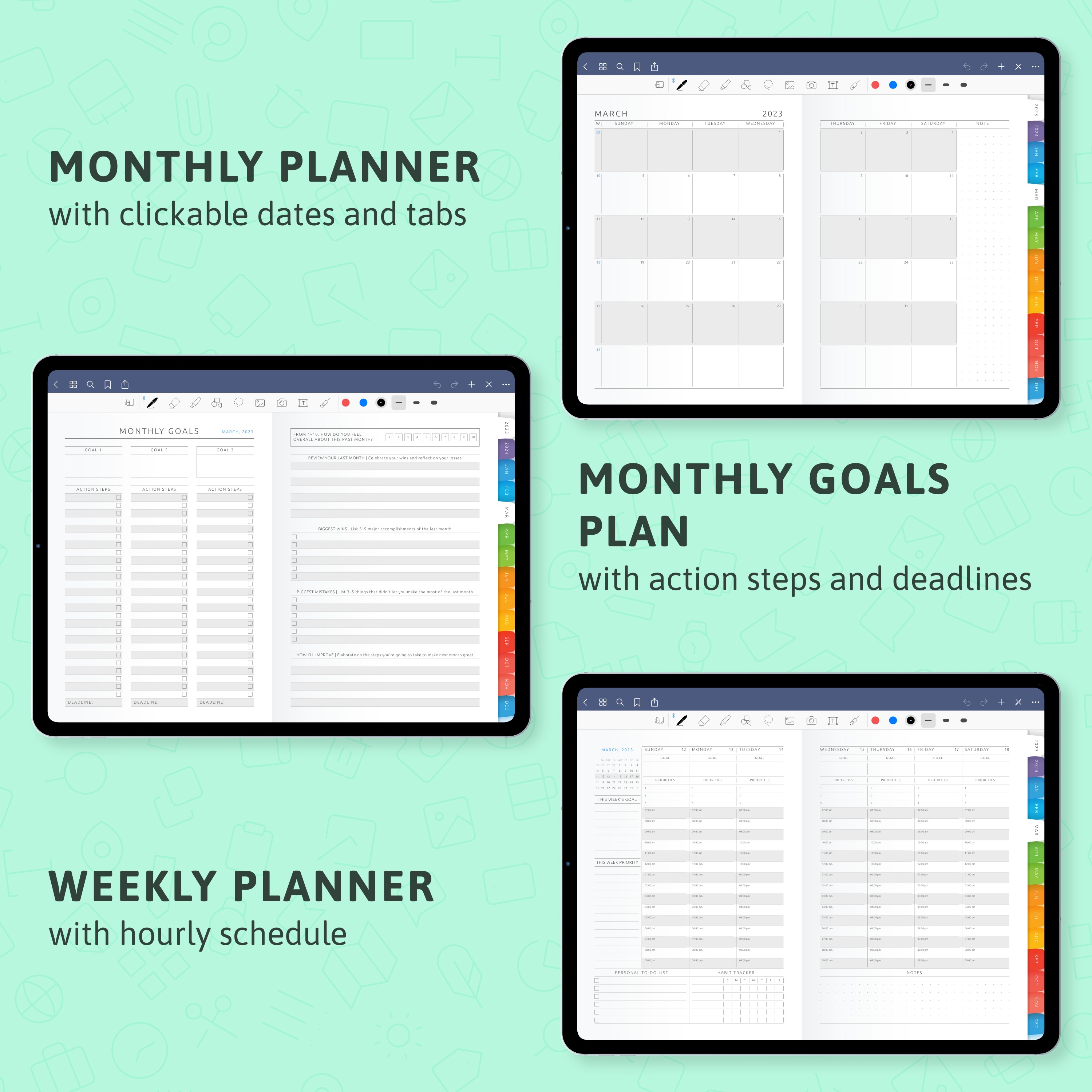 Digital Weekly Goals Planner Template for: GoodNotes; Notability; iPad ...